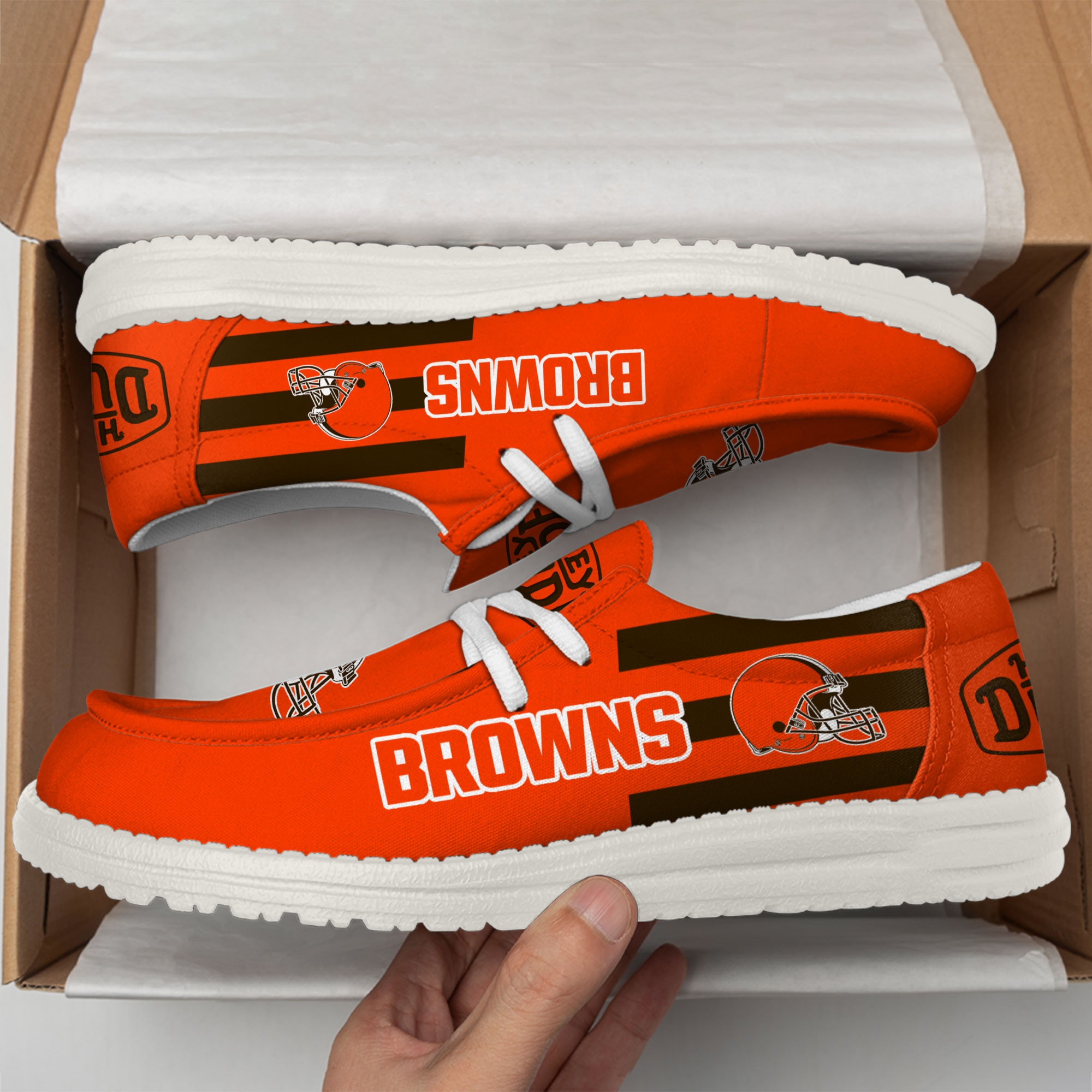 Cleveland Browns Football Hey Dude Canvas Loafer Shoes - Image 3