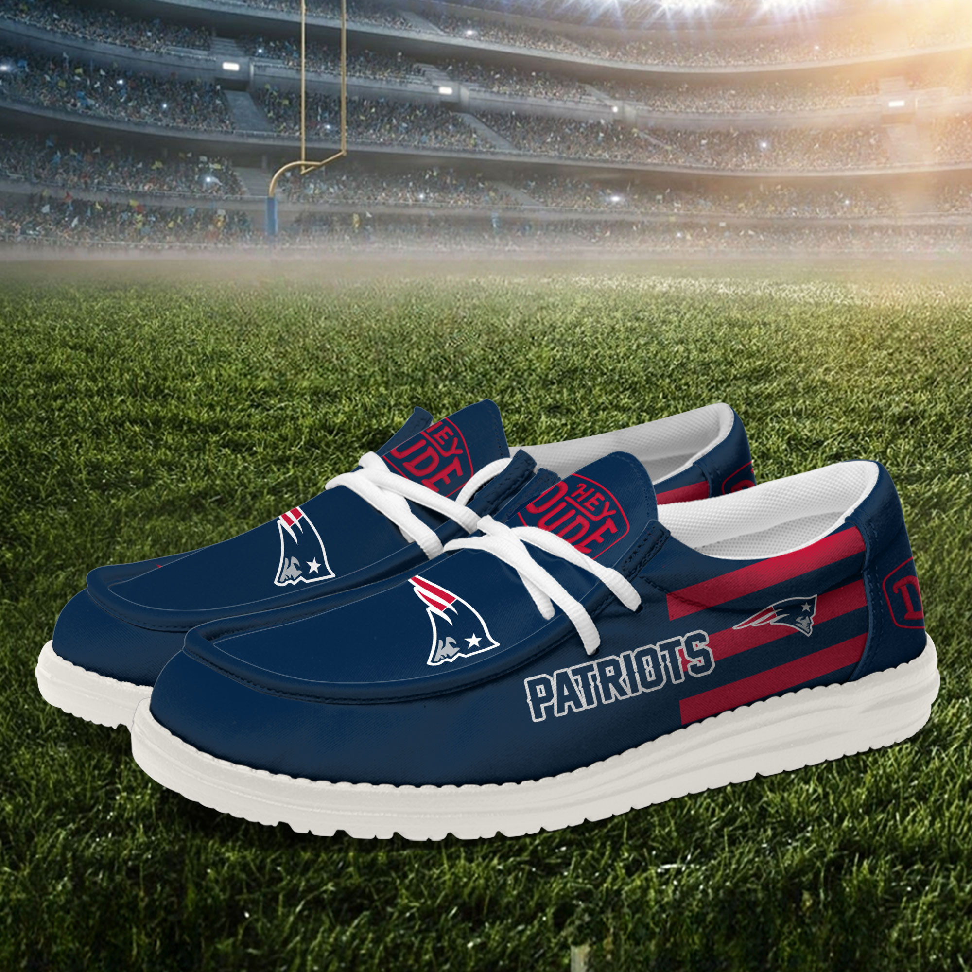 New England Patriots Football Hey Dude Canvas Loafer Shoes - Image 2