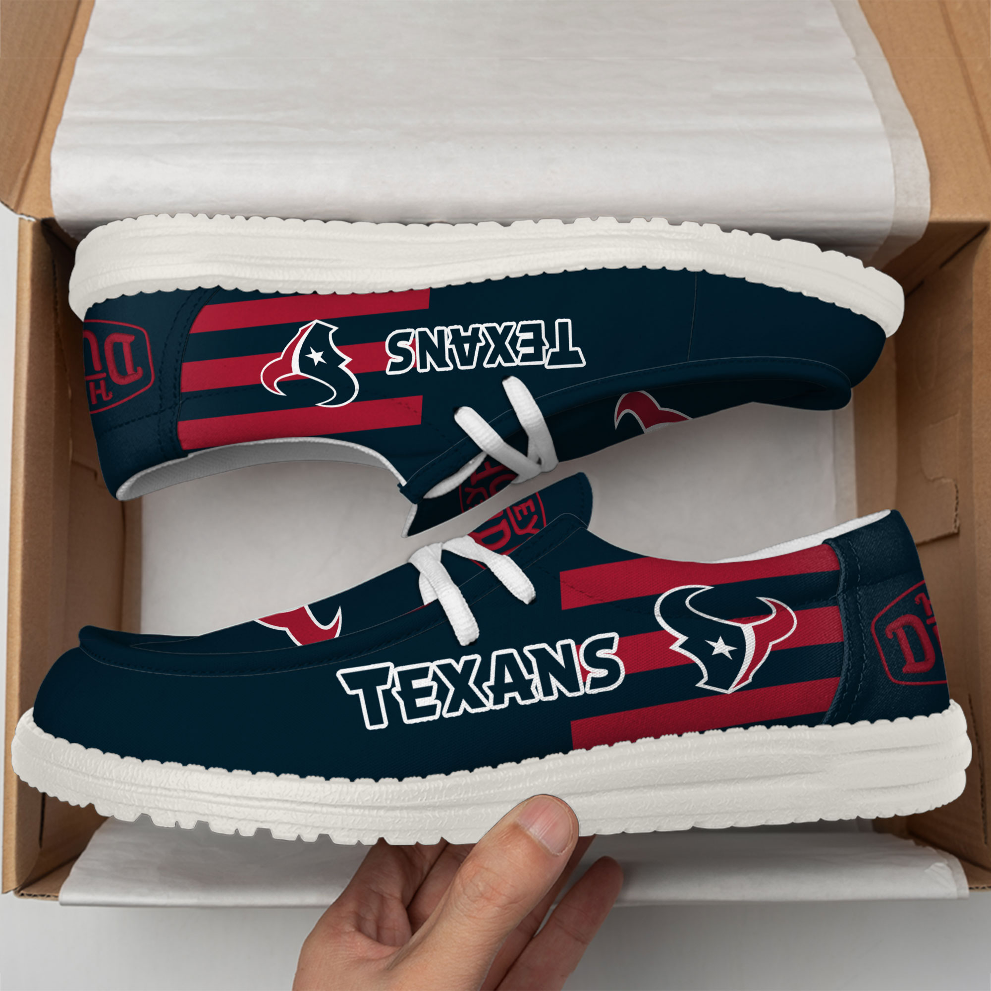 Houston Texans Football Hey Dude Canvas Loafer Shoes - Image 4