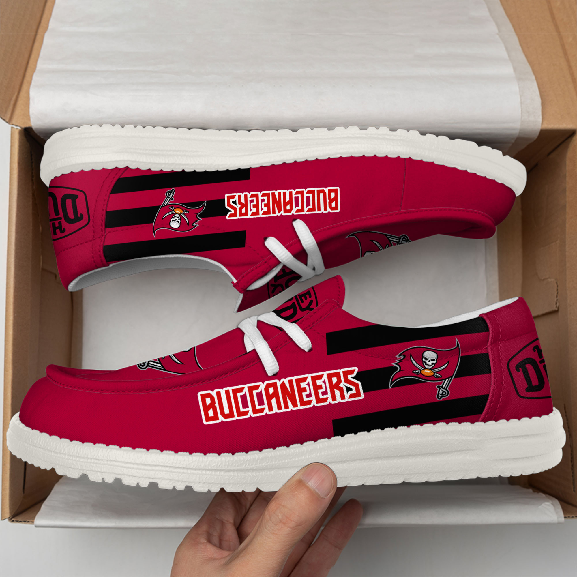 Tampa Bay Buccaneers Football Hey Dude Canvas Loafer Shoes - Image 3