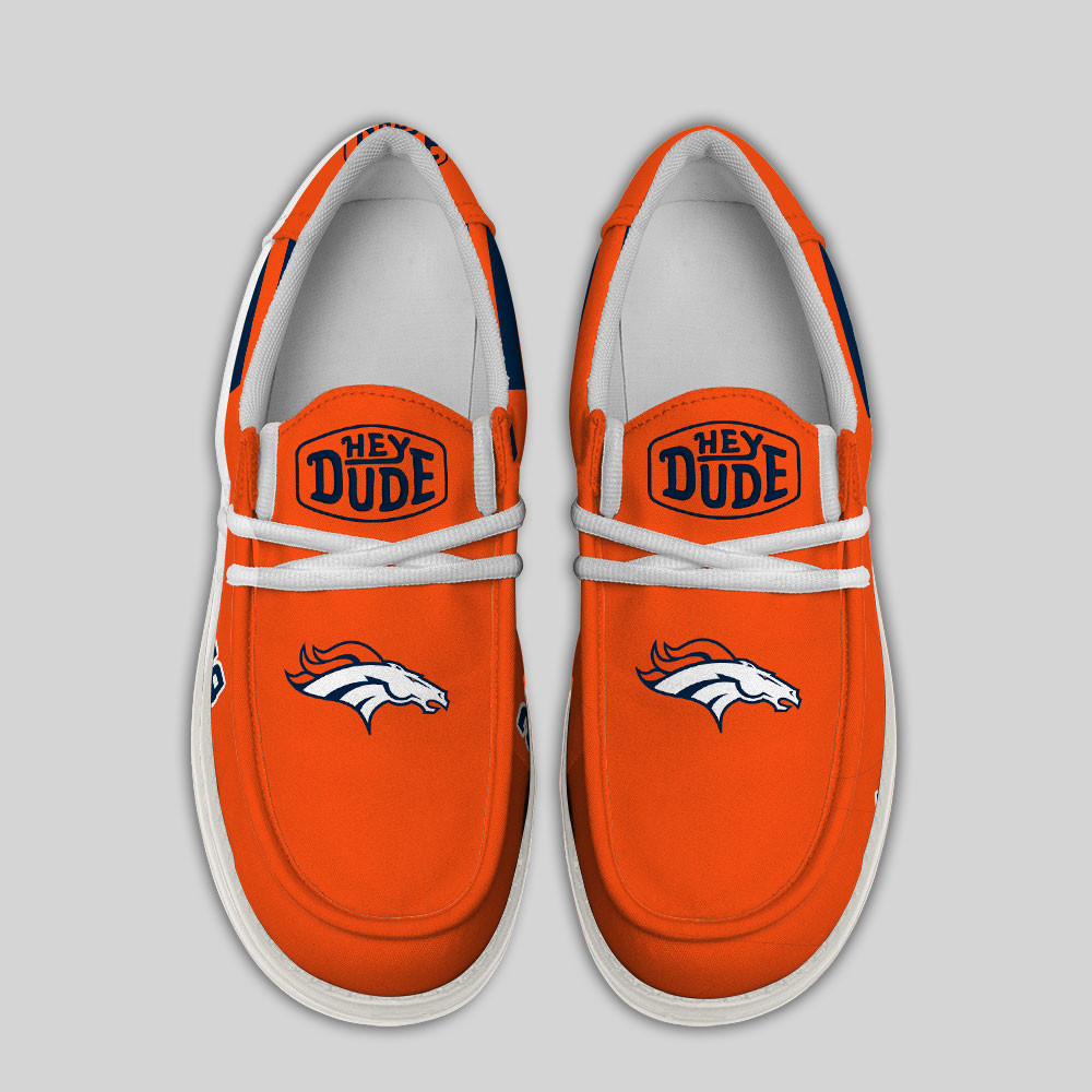 Denver Broncos Football Hey Dude Canvas Loafer Shoes - Image 4