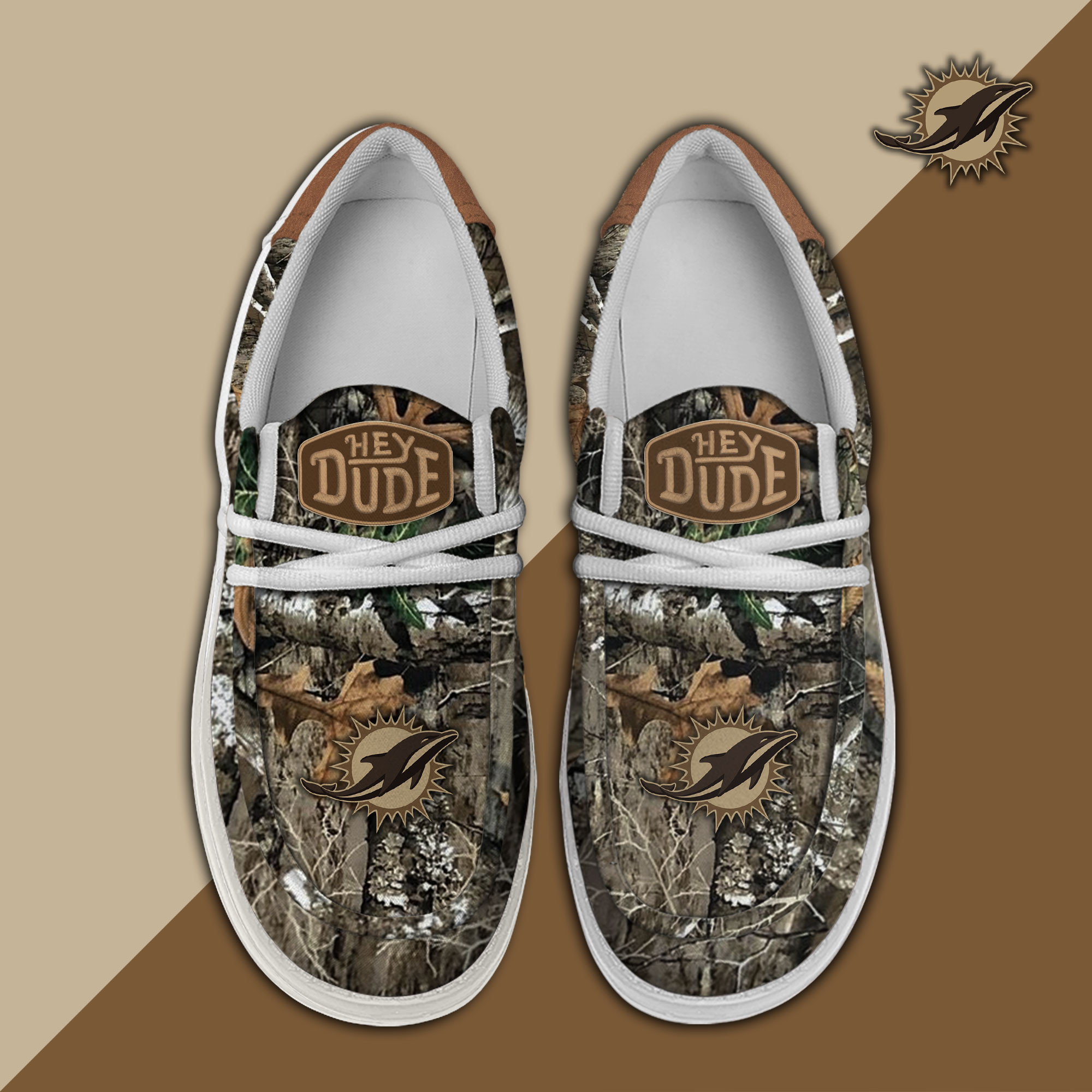 Miami Dolphins Camo Hunting Hey Dude Canvas Loafer Shoes - Image 2