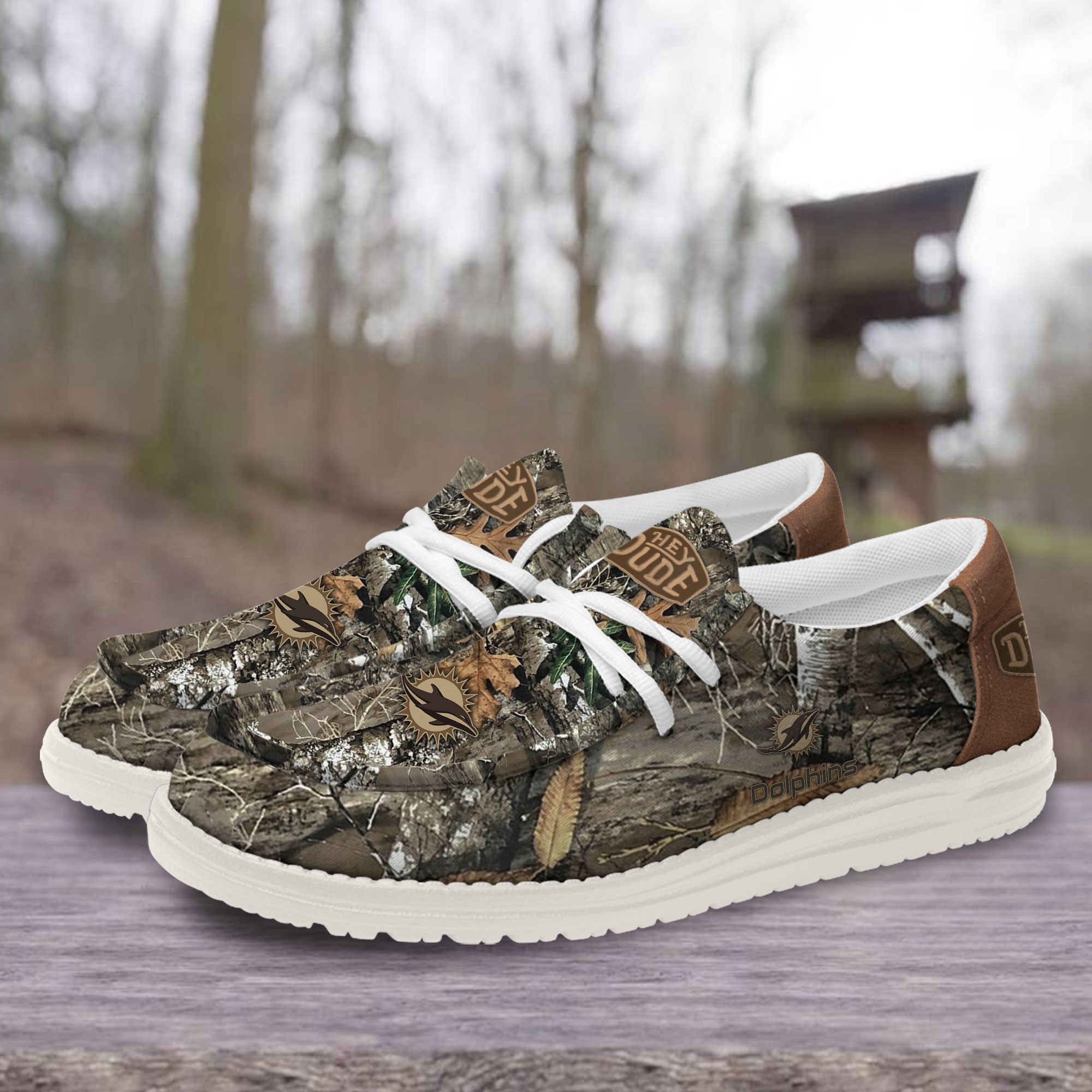Miami Dolphins Camo Hunting Hey Dude Canvas Loafer Shoes - Image 3