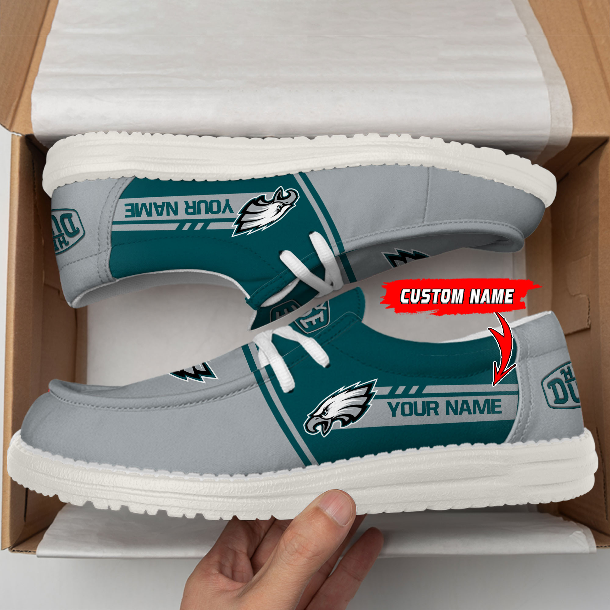 Philadelphia Eagles Football Hey Dude Canvas Loafer Shoes For Men And Women - Image 2