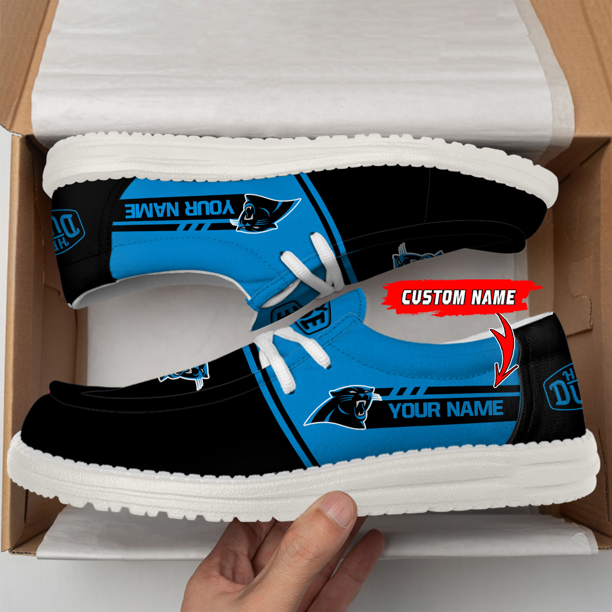 Carolina Panthers Football Hey Dude Canvas Loafer Shoes For Men And Women - Image 2