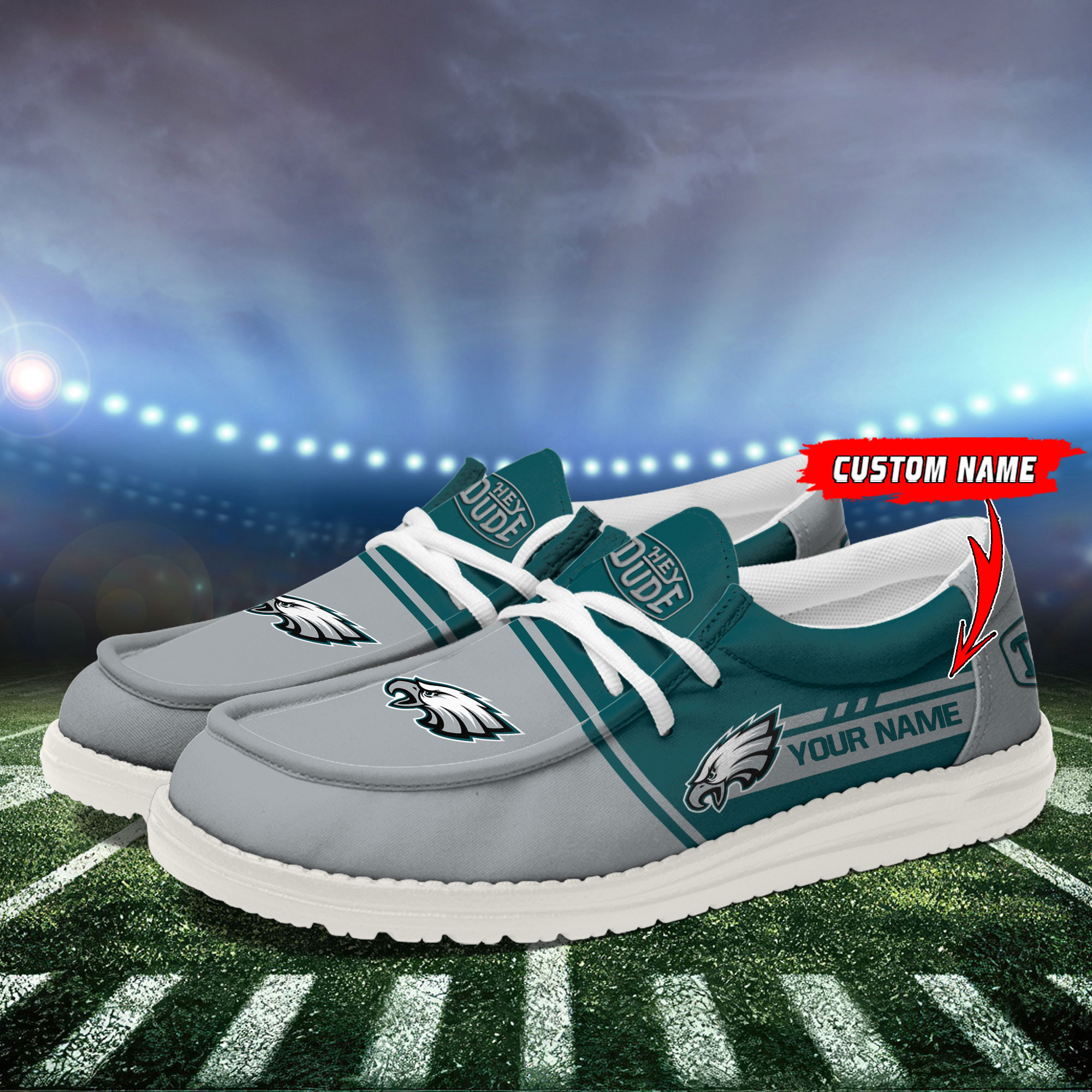 Philadelphia Eagles Football Hey Dude Canvas Loafer Shoes For Men And Women - Image 3