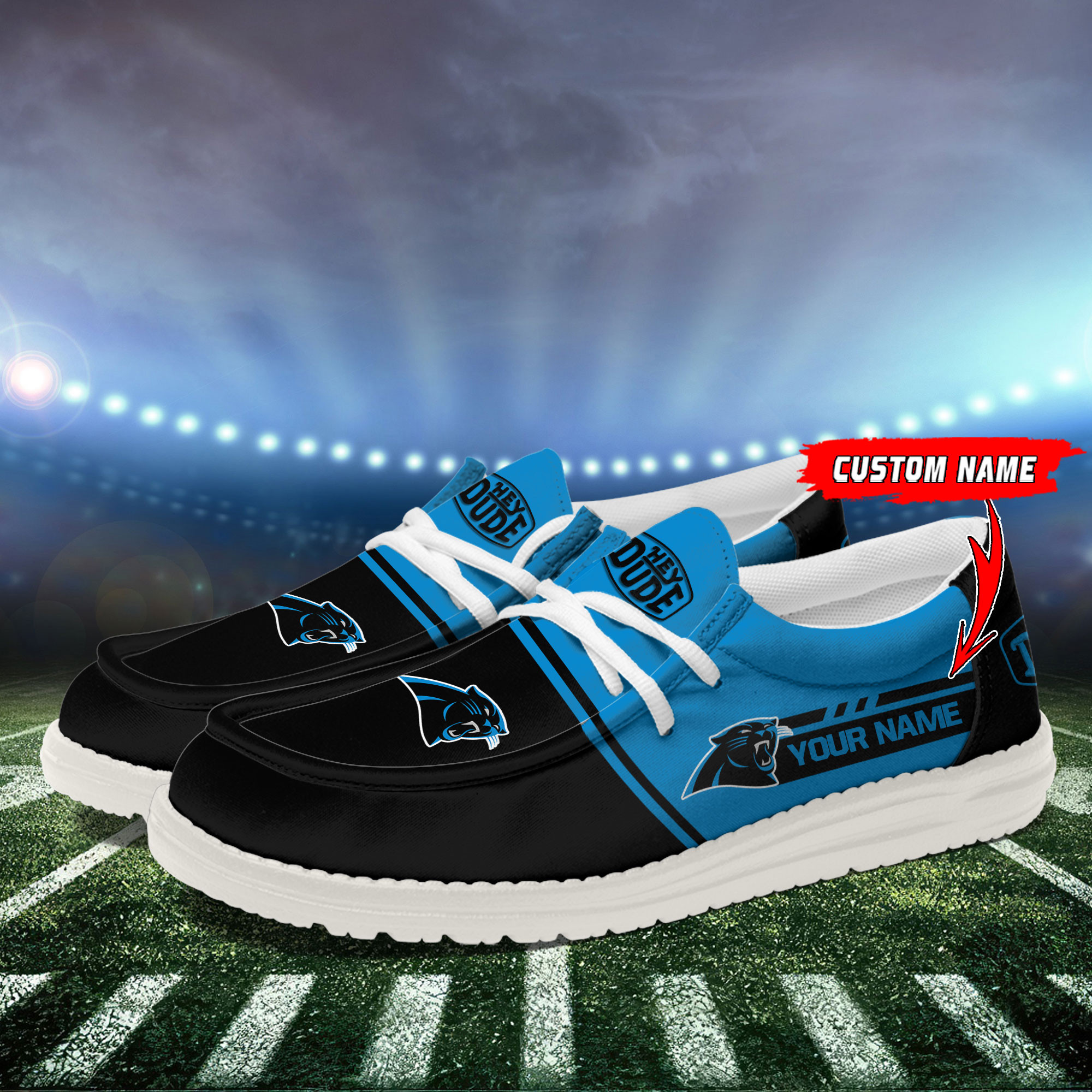 Carolina Panthers Football Hey Dude Canvas Loafer Shoes For Men And Women - Image 3