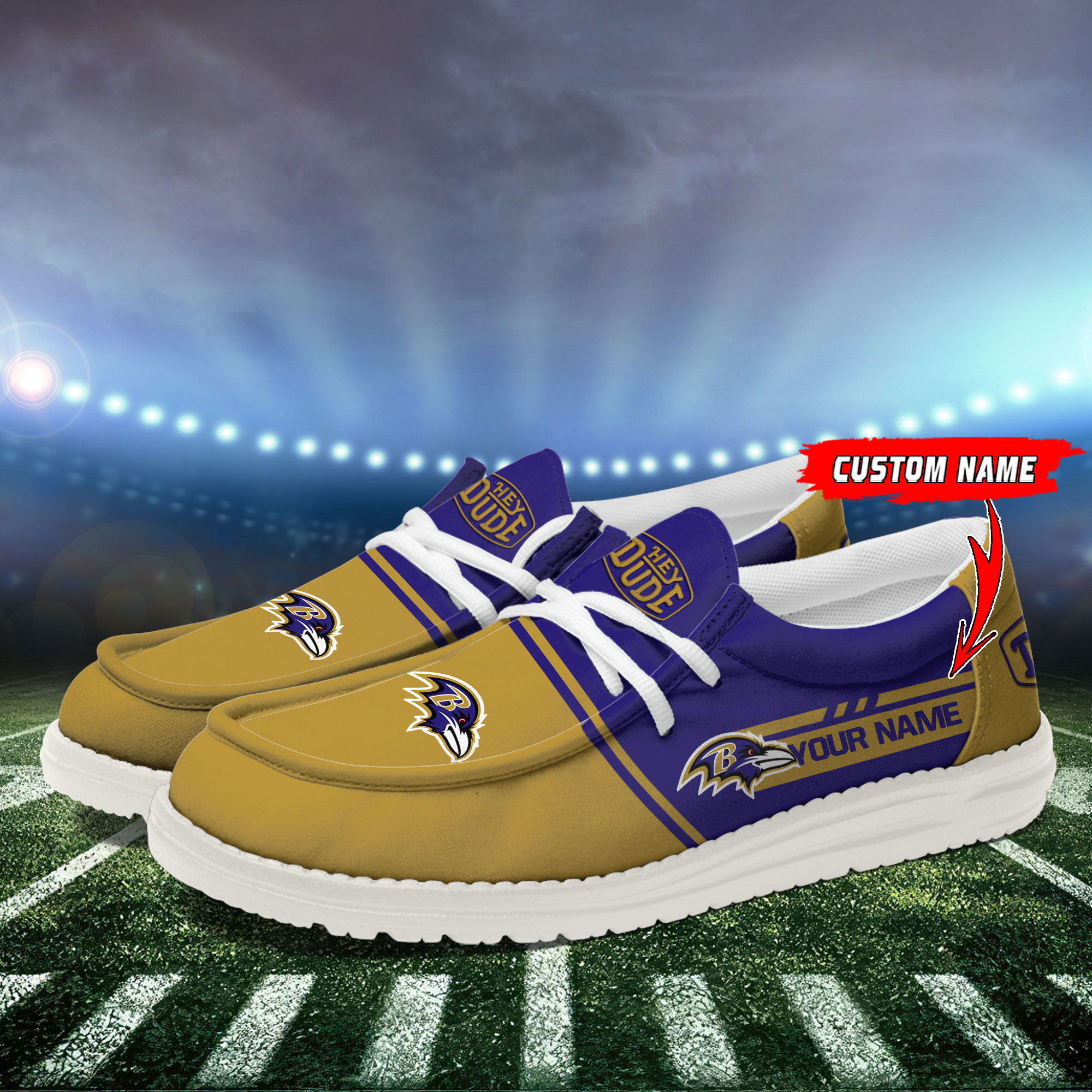 Baltimore Ravens Football Hey Dude Canvas Loafer Shoes For Men And Women - Image 3