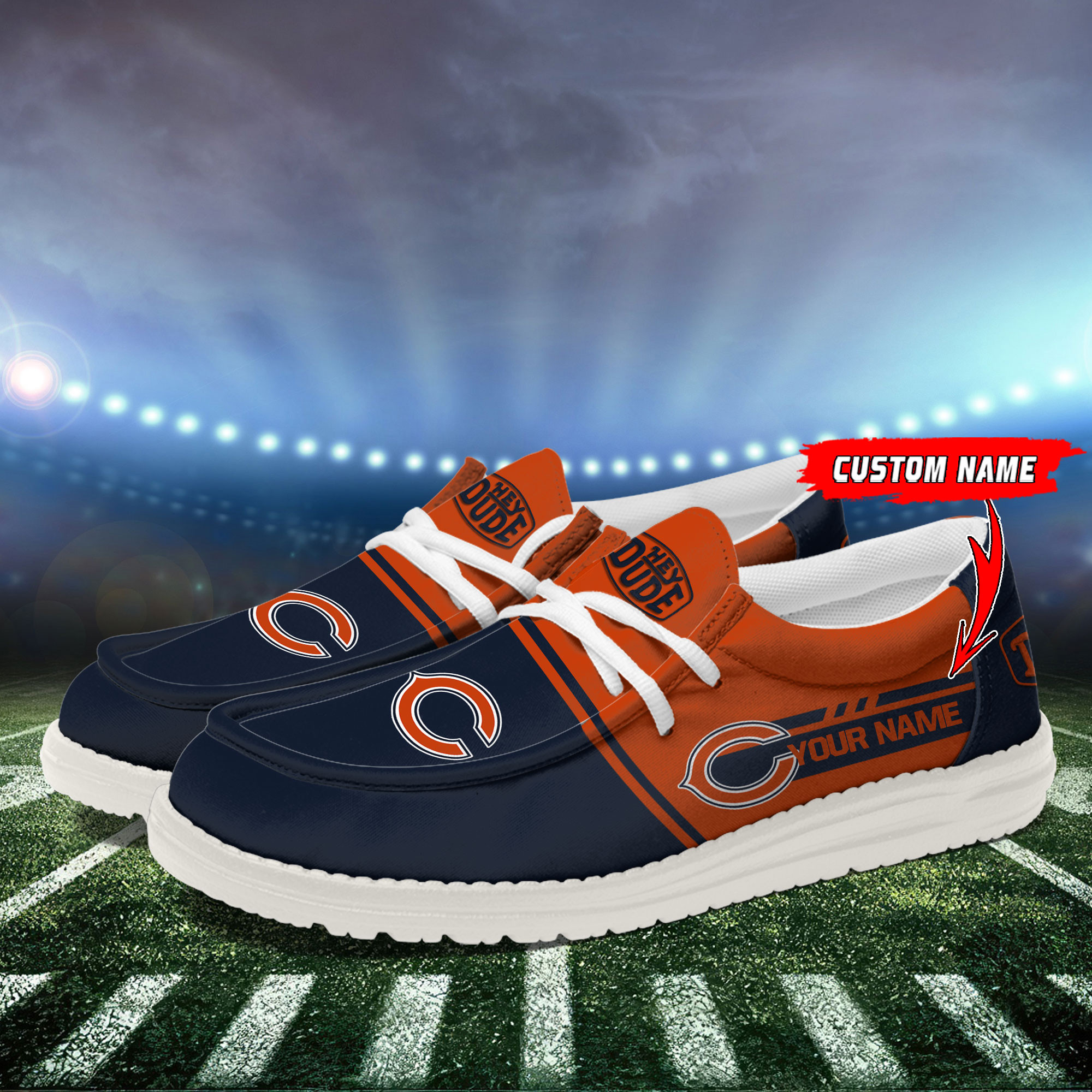 Chicago Bears Football Hey Dude Canvas Loafer Shoes For Men And Women - Image 3