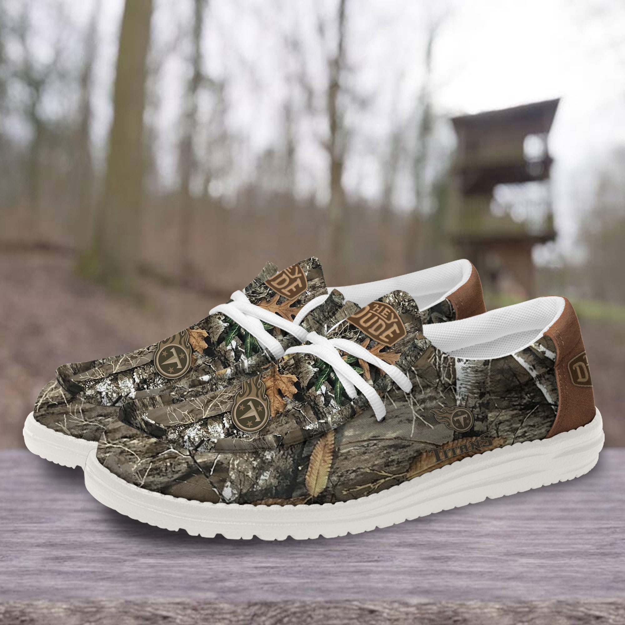 Tennessee Titans Camo Hunting Hey Dude Canvas Loafer Shoes - Image 3