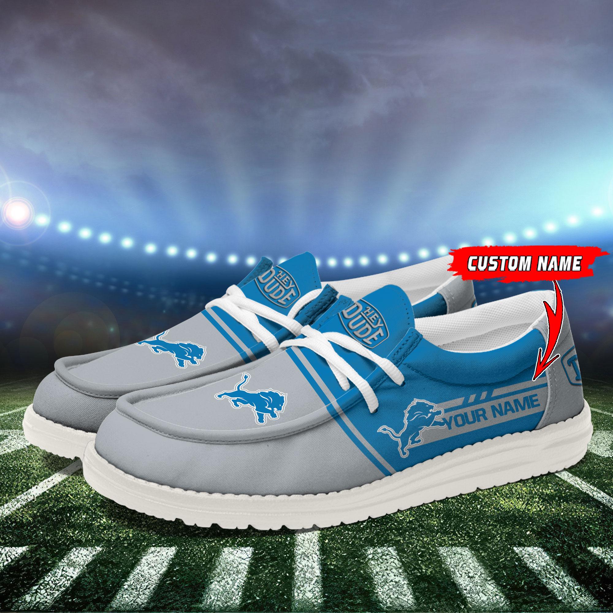Detroit Lions Football Hey Dude Canvas Loafer Shoes For Men And Women - Image 3