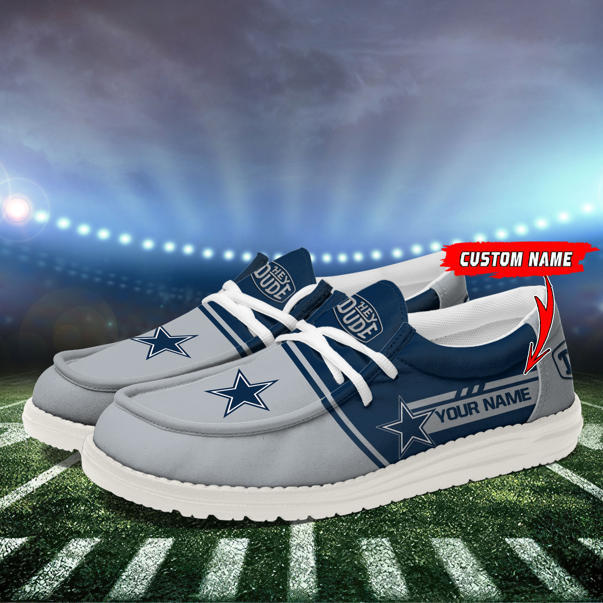 Dallas Cowboys Football Hey Dude Canvas Loafer Shoes For Men And Women - Image 3