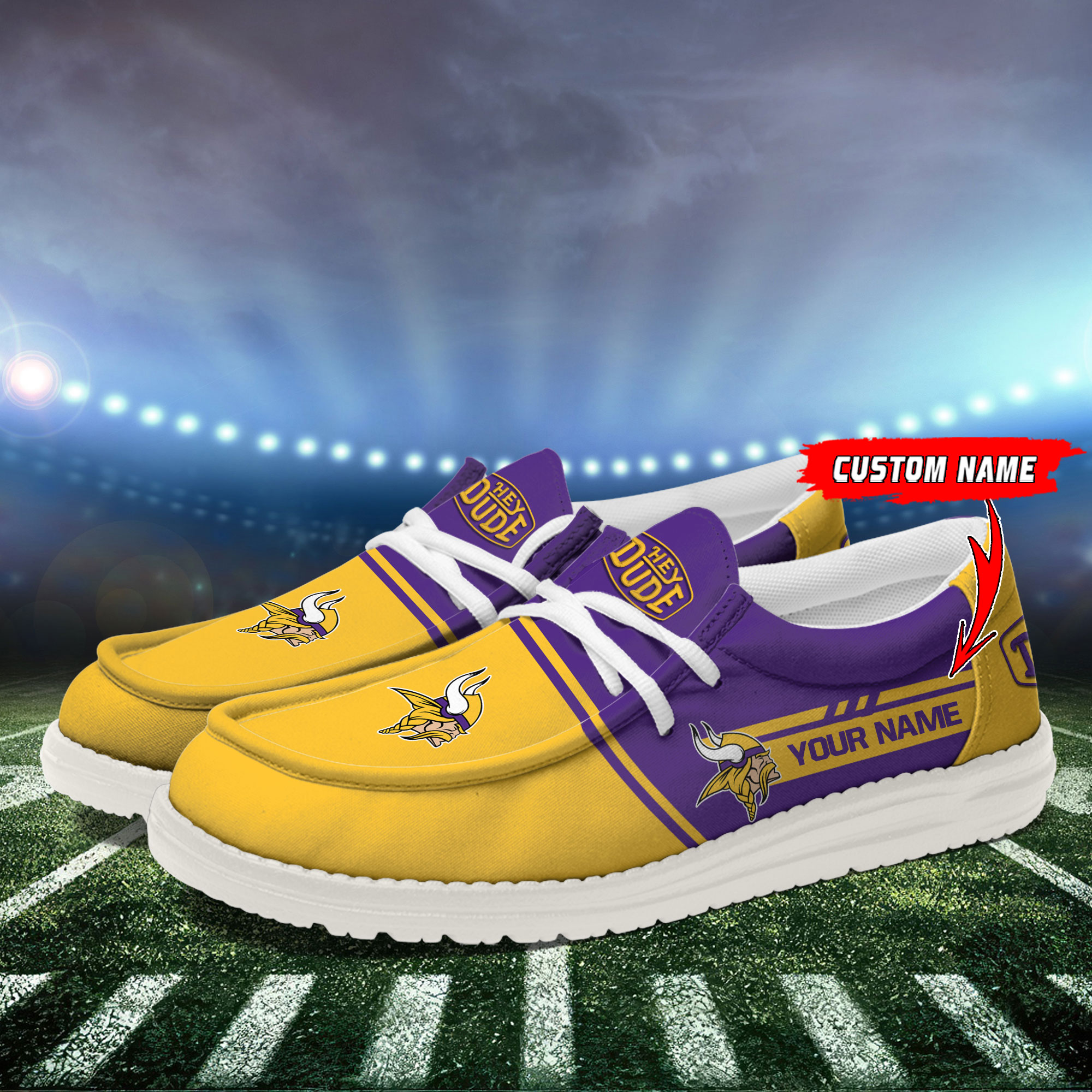 Minnesota Vikings Football Hey Dude Canvas Loafer Shoes For Men And Women - Image 3