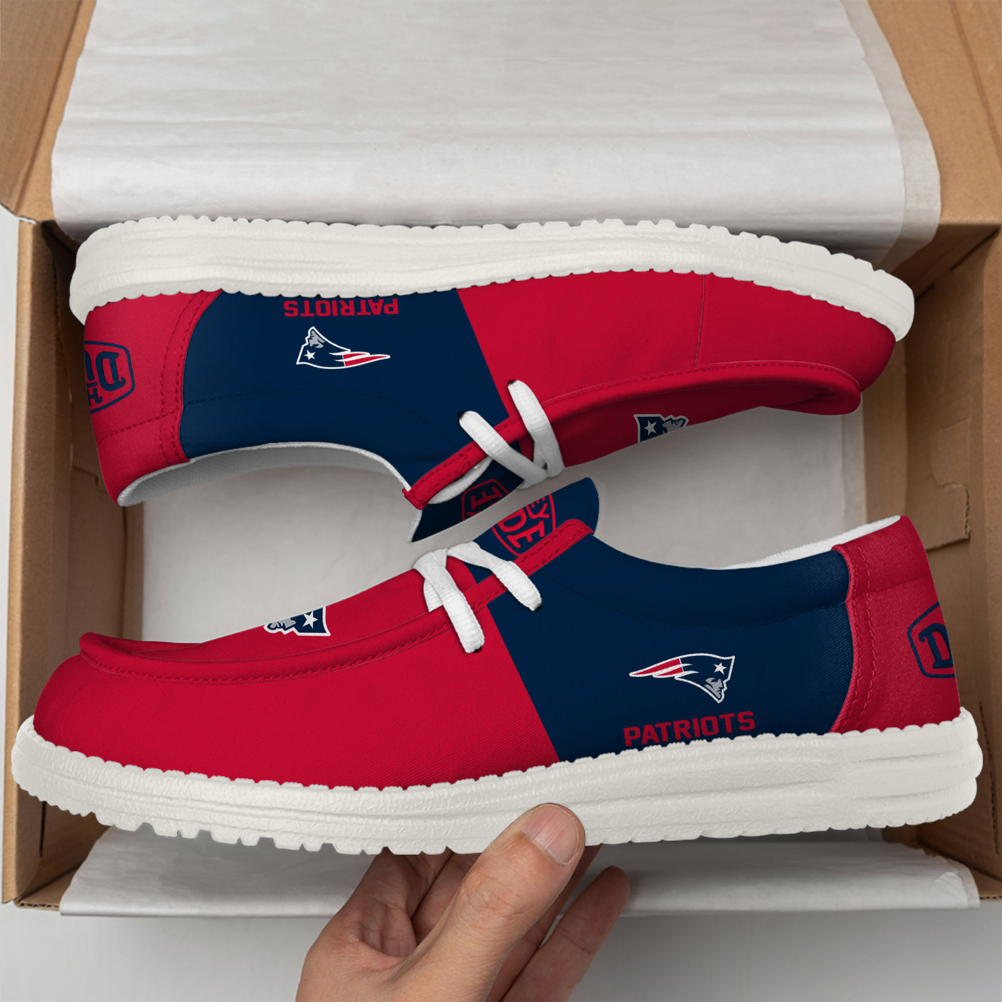 New England Patriots Football Hey Dude Canvas Loafer Shoes For Men And Women - Image 2
