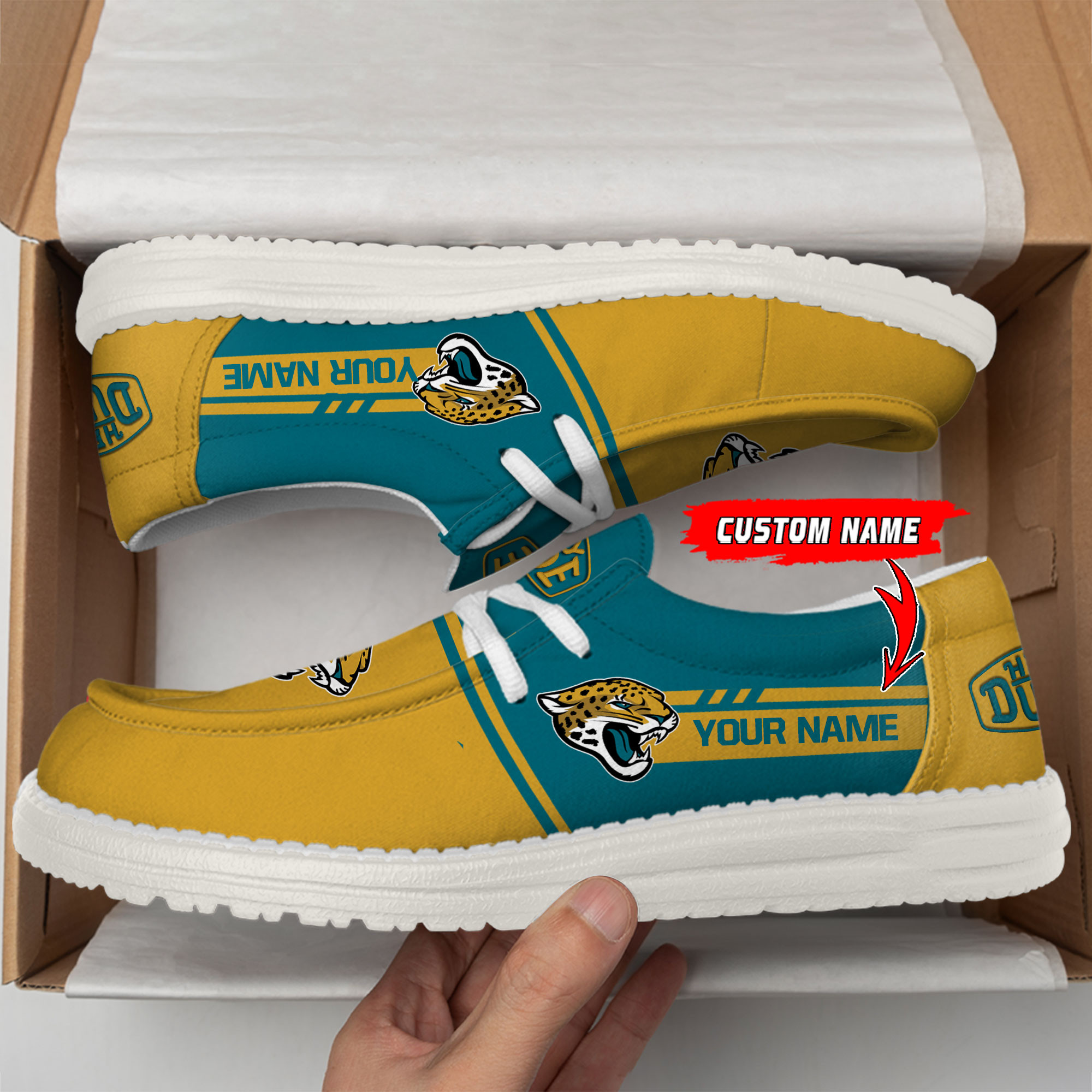 Jacksonville Jaguars Football Hey Dude Canvas Loafer Shoes For Men And Women - Image 2