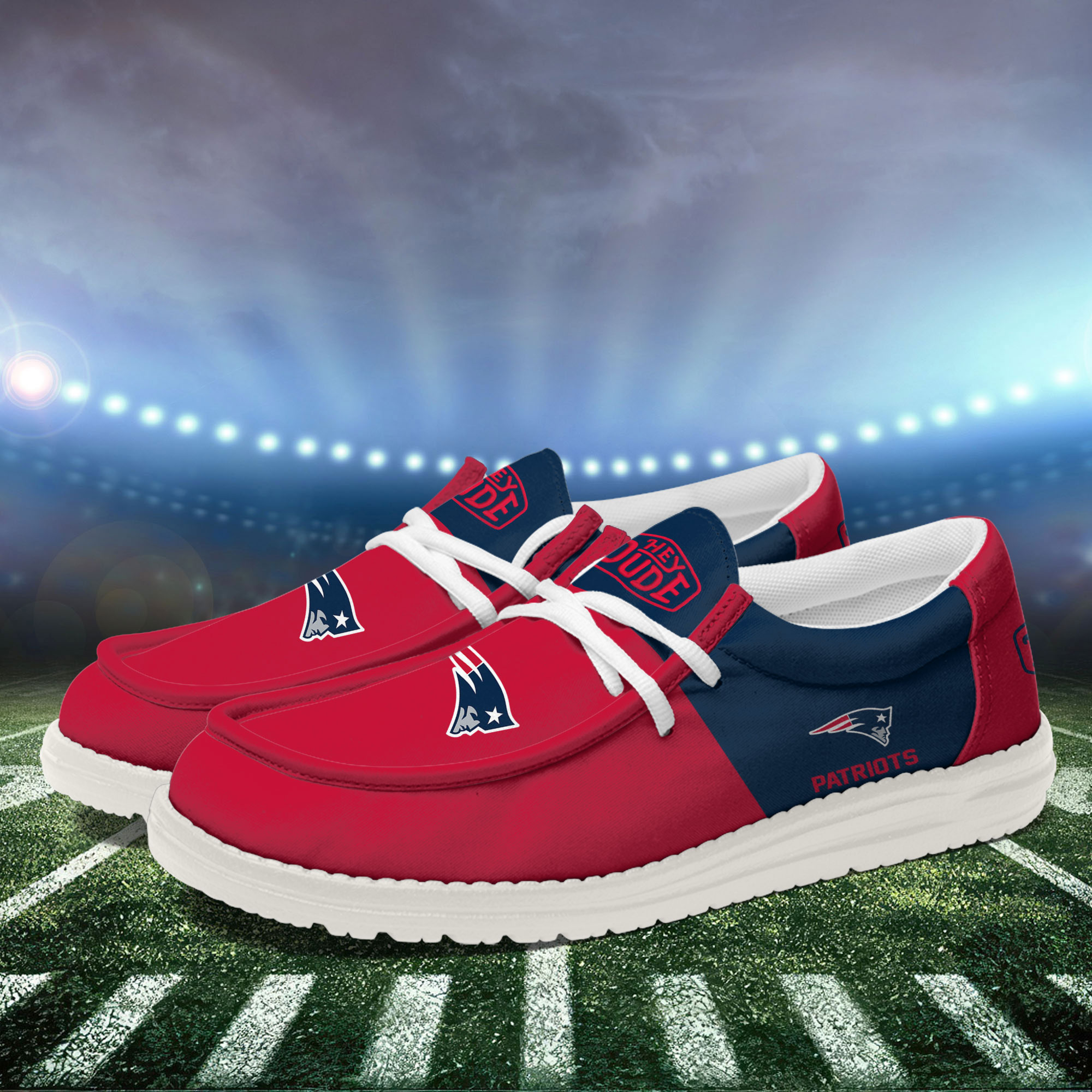 New England Patriots Football Hey Dude Canvas Loafer Shoes For Men And Women - Image 3
