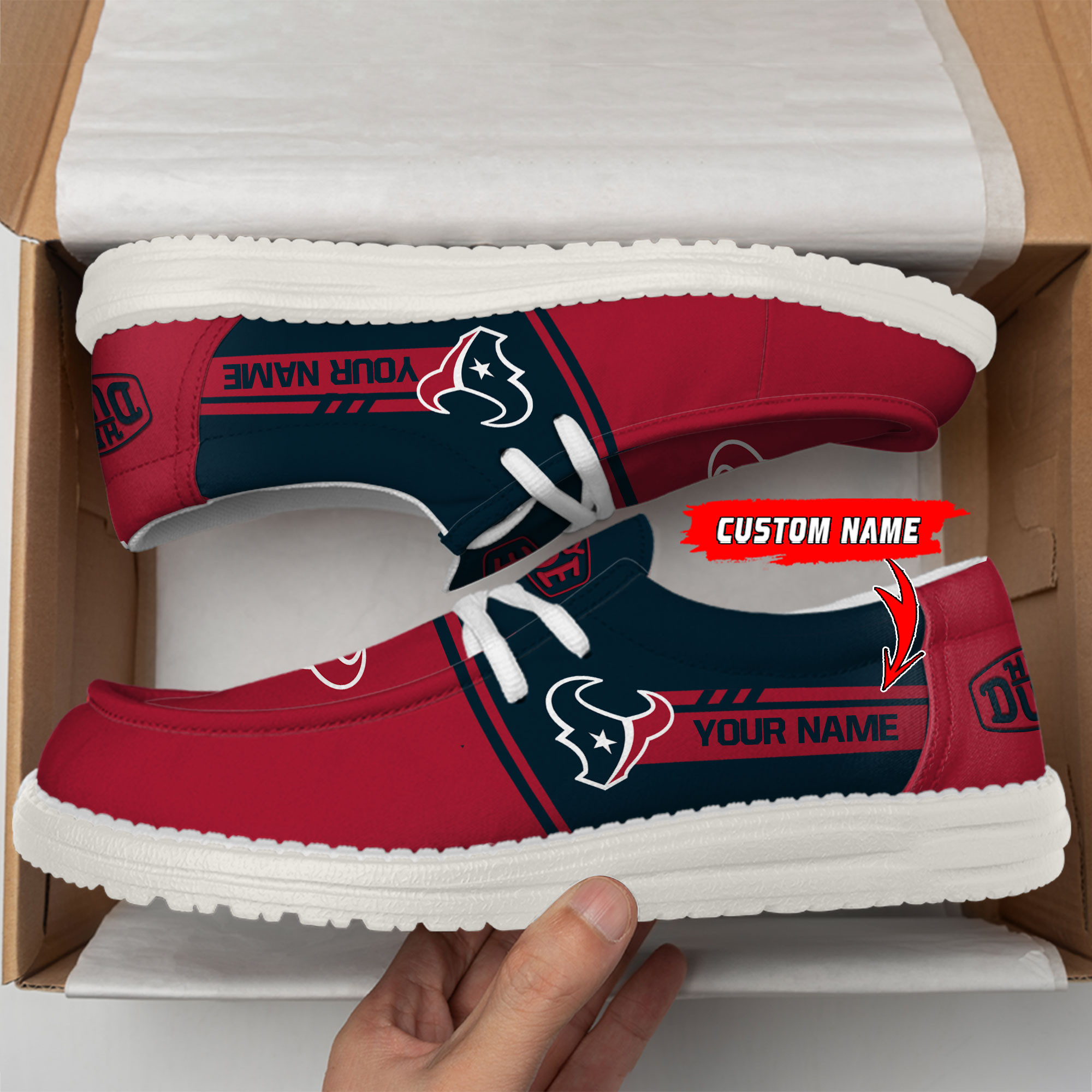 Houston Texans Football Hey Dude Canvas Loafer Shoes For Men And Women - Image 2