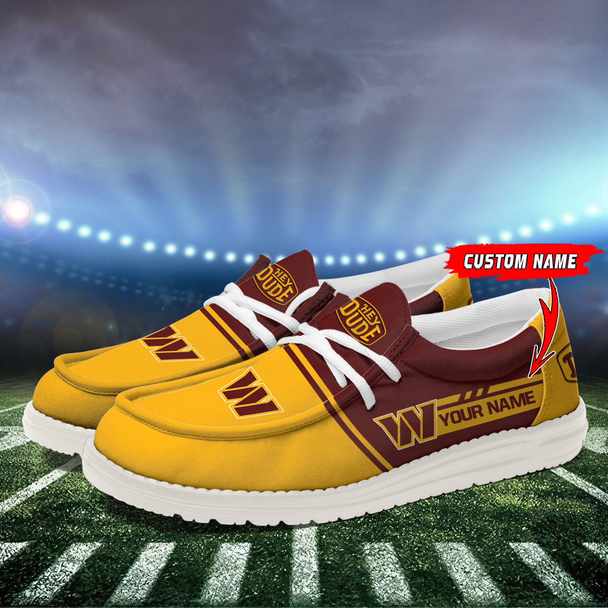 Washington Commanders Football Hey Dude Canvas Loafer Shoes For Men And Women - Image 3