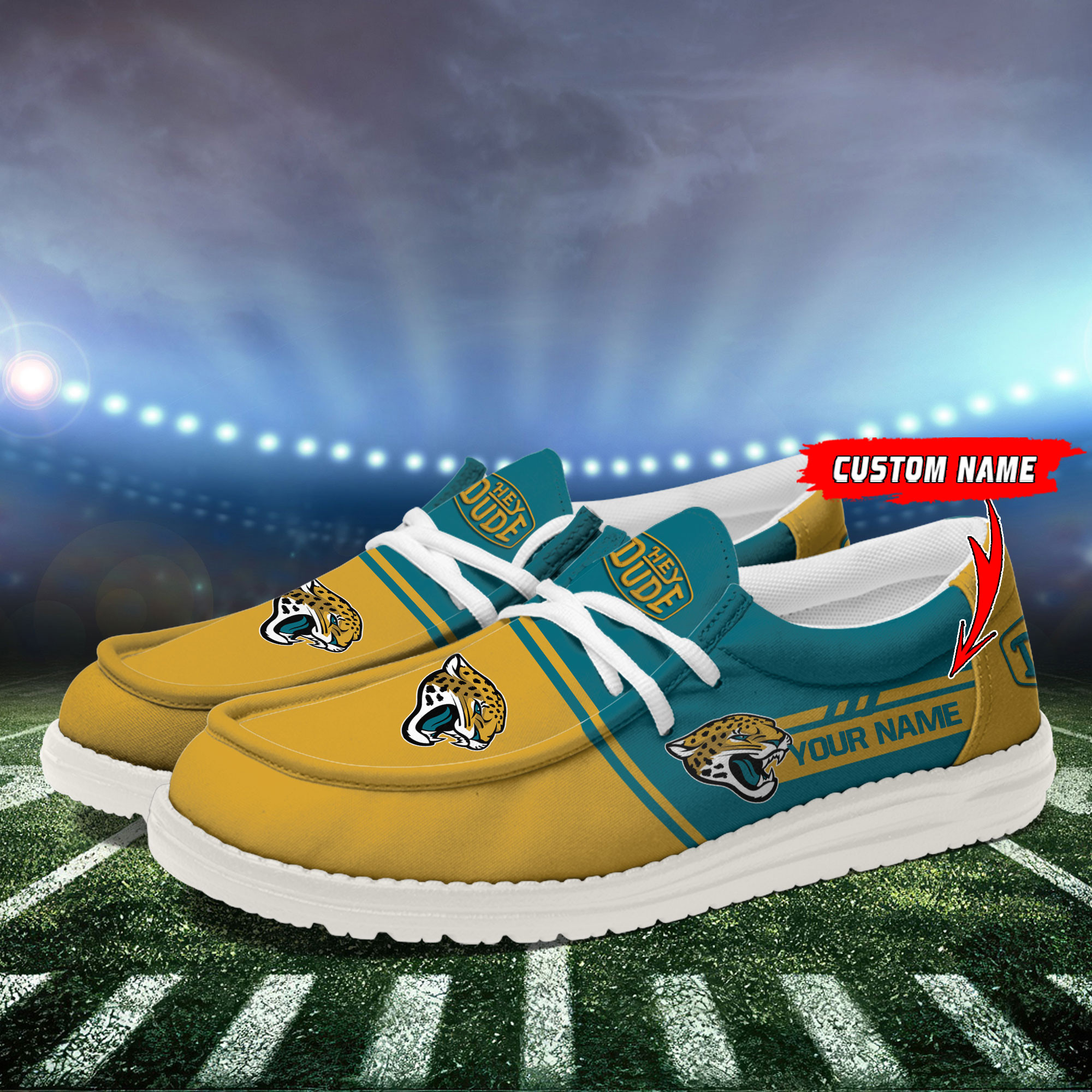 Jacksonville Jaguars Football Hey Dude Canvas Loafer Shoes For Men And Women - Image 3