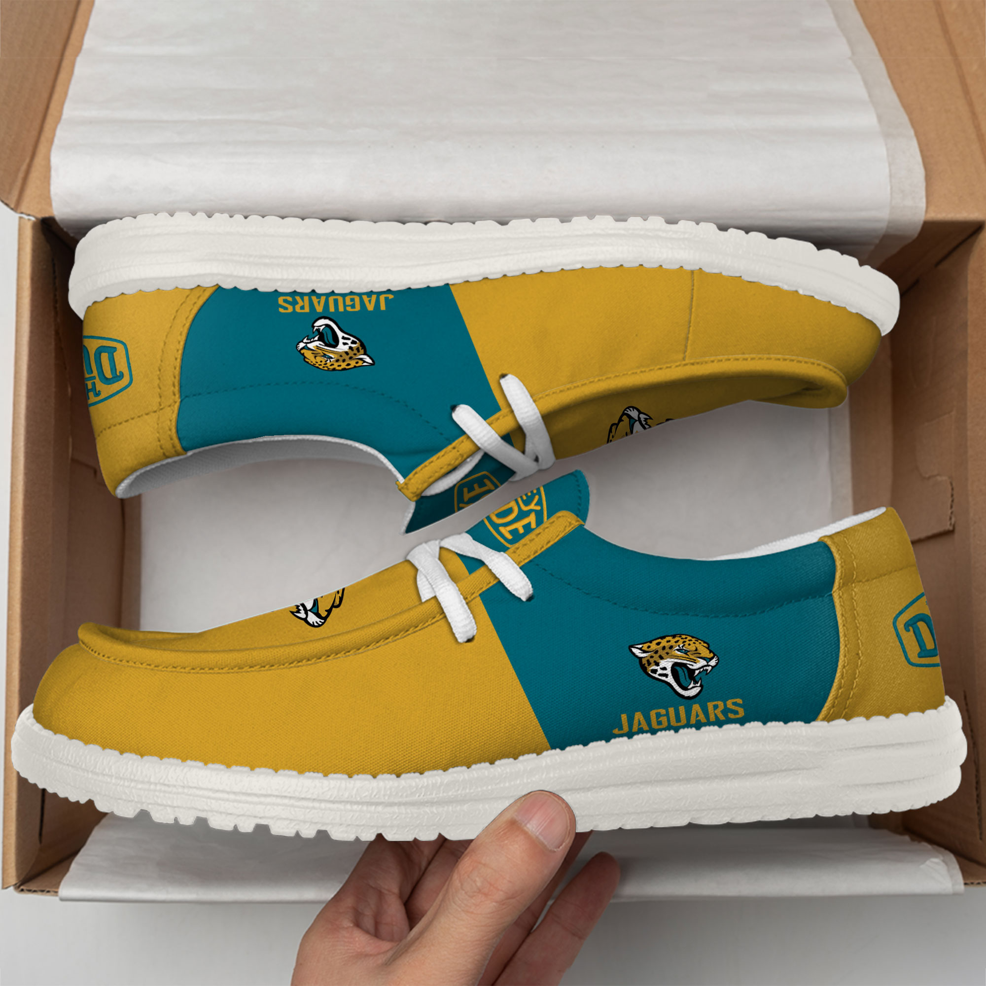 Jacksonville Jaguars Football Hey Dude Canvas Loafer Shoes For Men And Women - Image 2