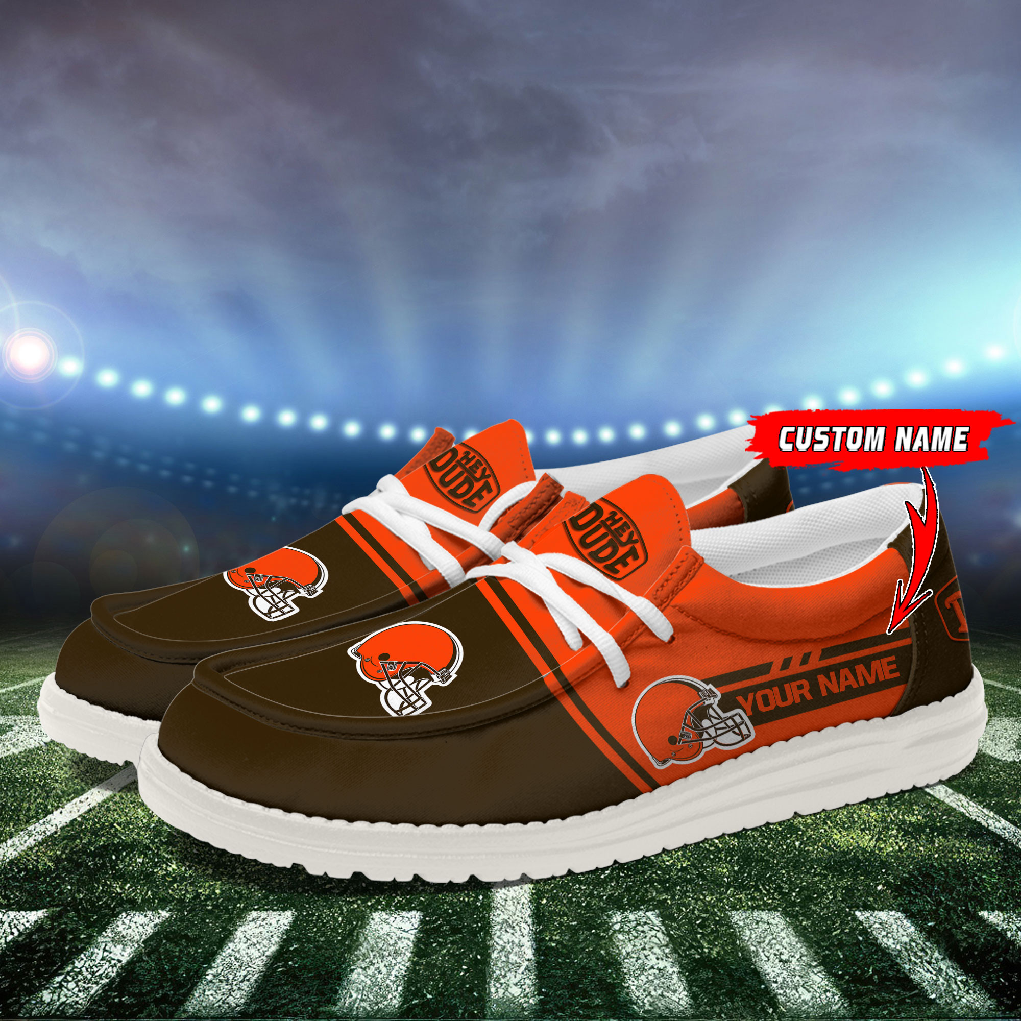 Cleveland Browns Football Hey Dude Canvas Loafer Shoes For Men And Women - Image 3