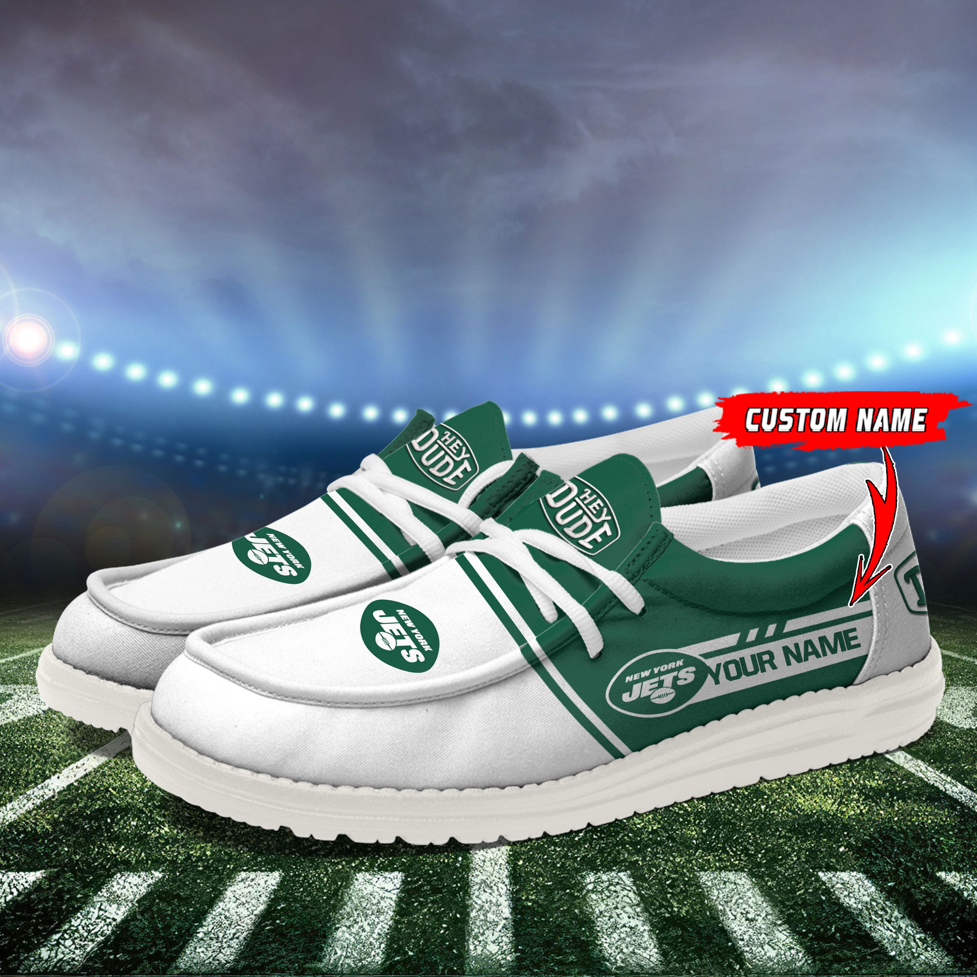 New York Jets Football Hey Dude Canvas Loafer Shoes For Men And Women - Image 3