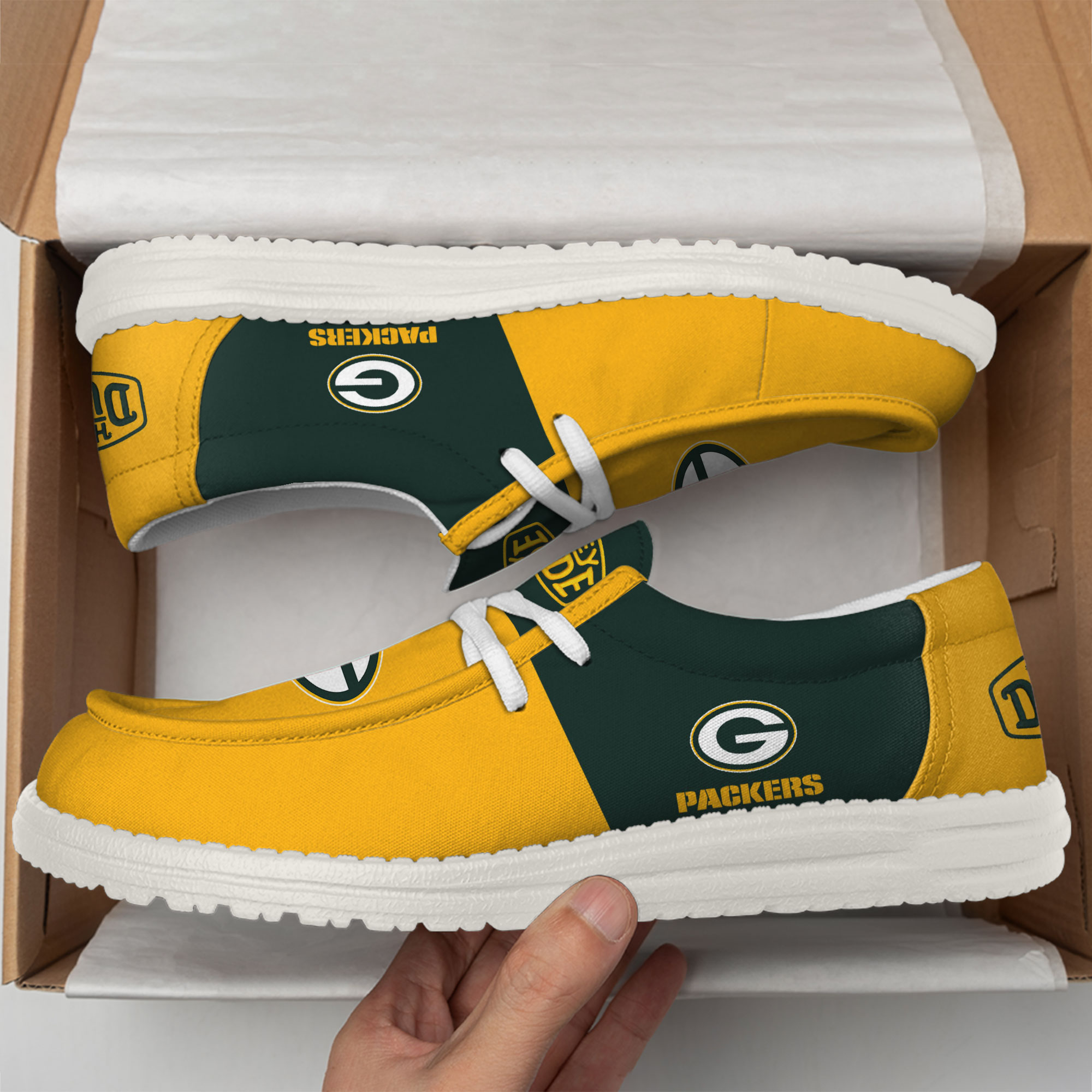 Green Bay Packers Football Hey Dude Canvas Loafer Shoes For Men And Women - Image 2