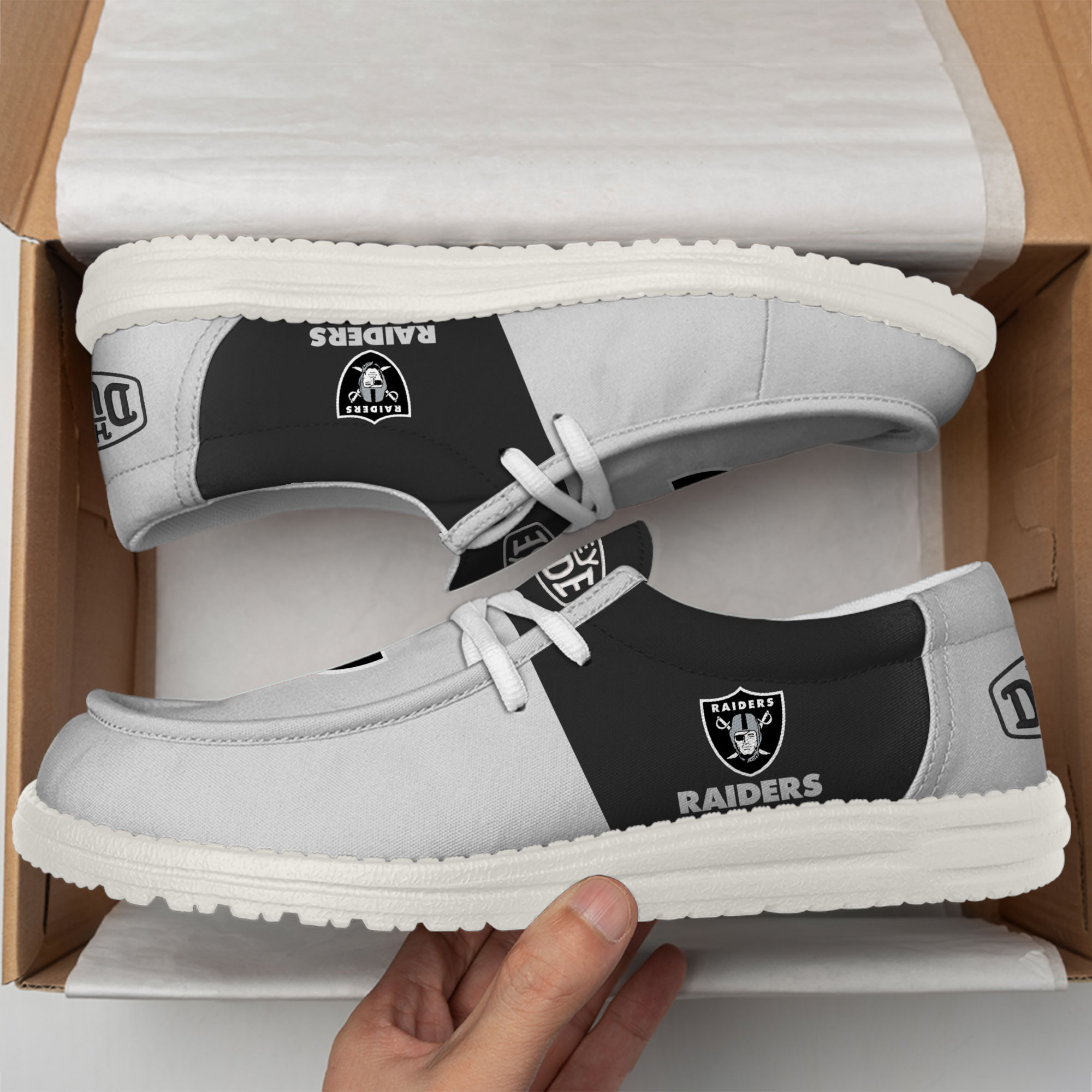 Las Vegas Raiders Football Hey Dude Canvas Loafer Shoes For Men And Women - Image 2