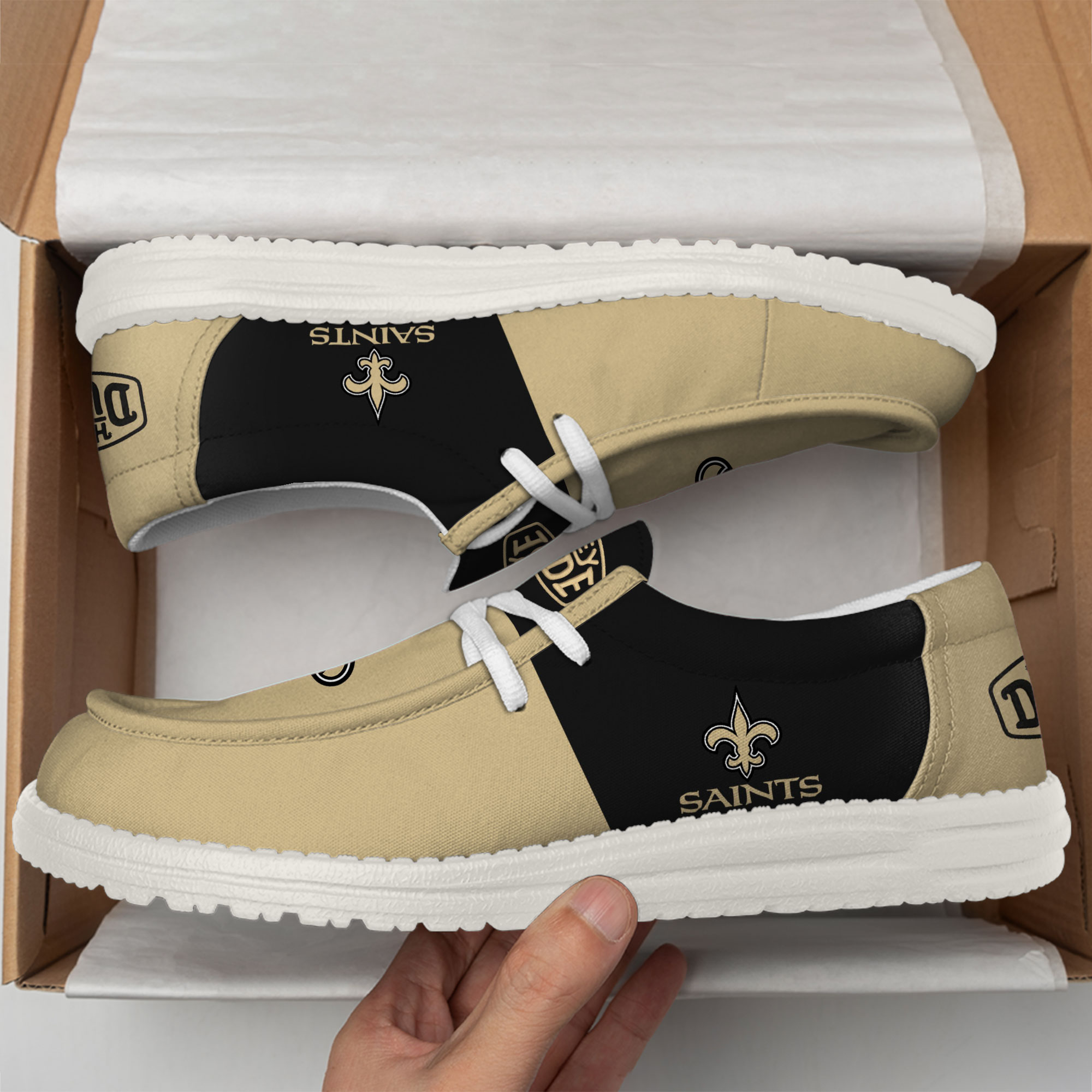 New Orleans Saints Football Hey Dude Canvas Loafer Shoes For Men And Women - Image 2