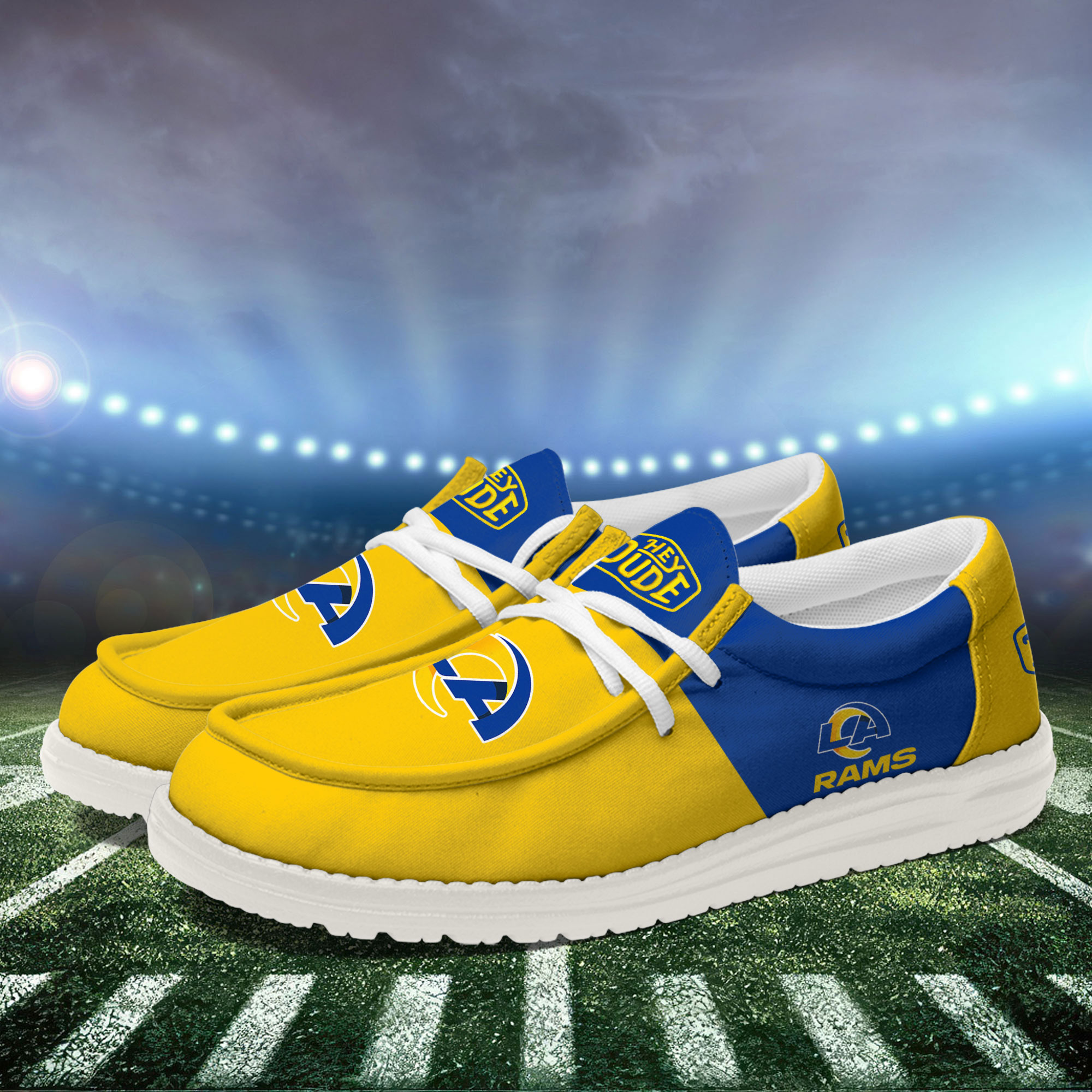 Los Angeles Rams Football Hey Dude Canvas Loafer Shoes For Men And Women - Image 3