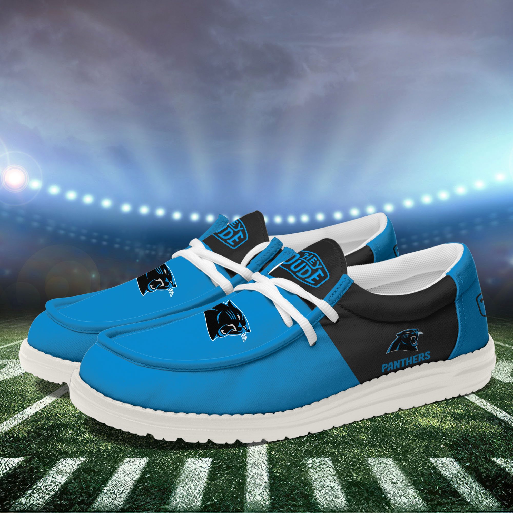 Carolina Panthers Football Hey Dude Canvas Loafer Shoes For Men And Women - Image 3