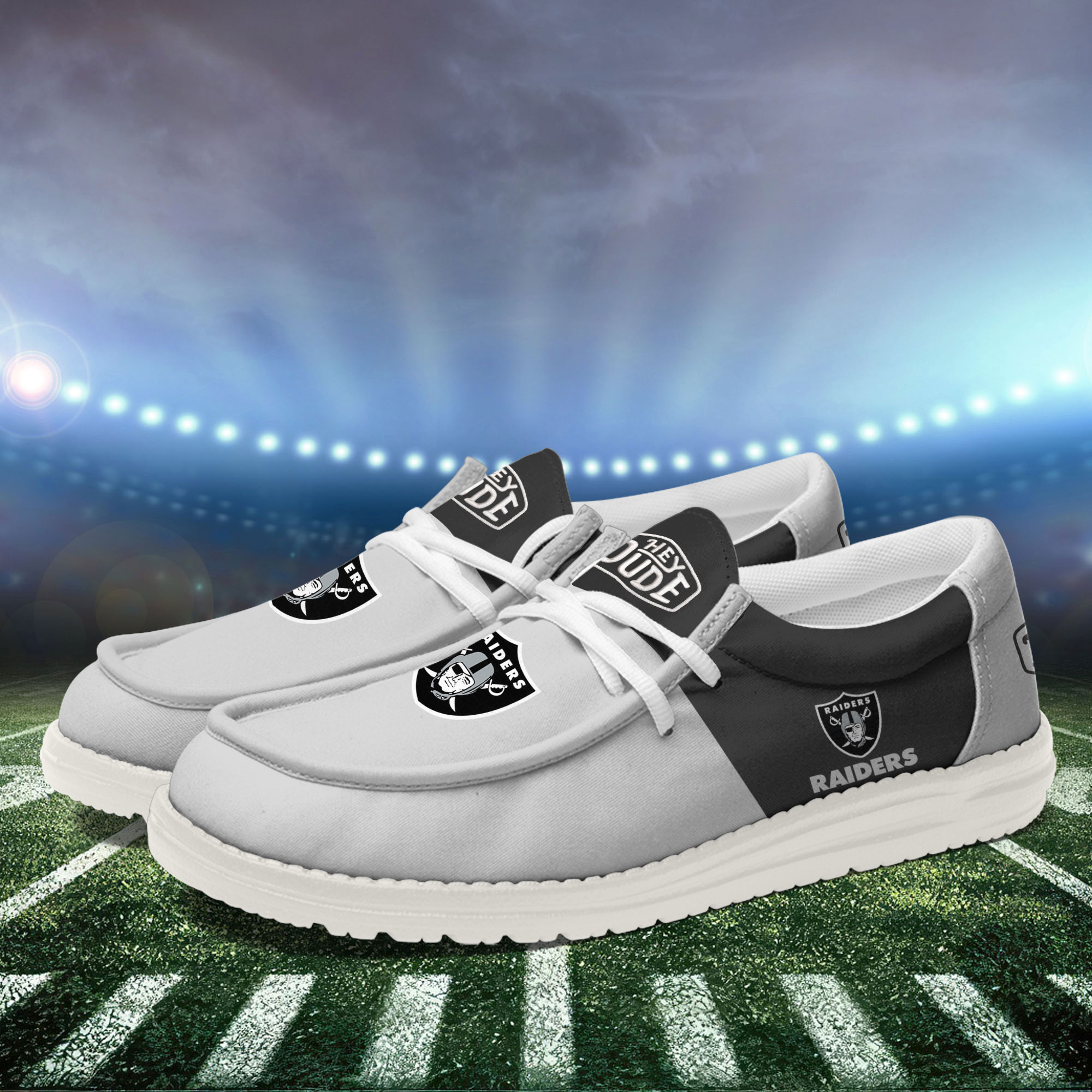 Las Vegas Raiders Football Hey Dude Canvas Loafer Shoes For Men And Women - Image 3