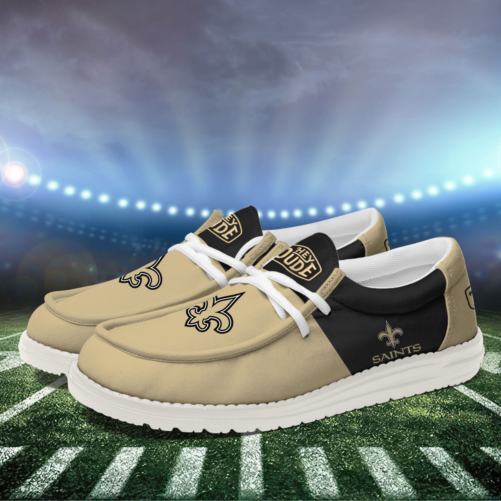 New Orleans Saints Football Hey Dude Canvas Loafer Shoes For Men And Women - Image 3