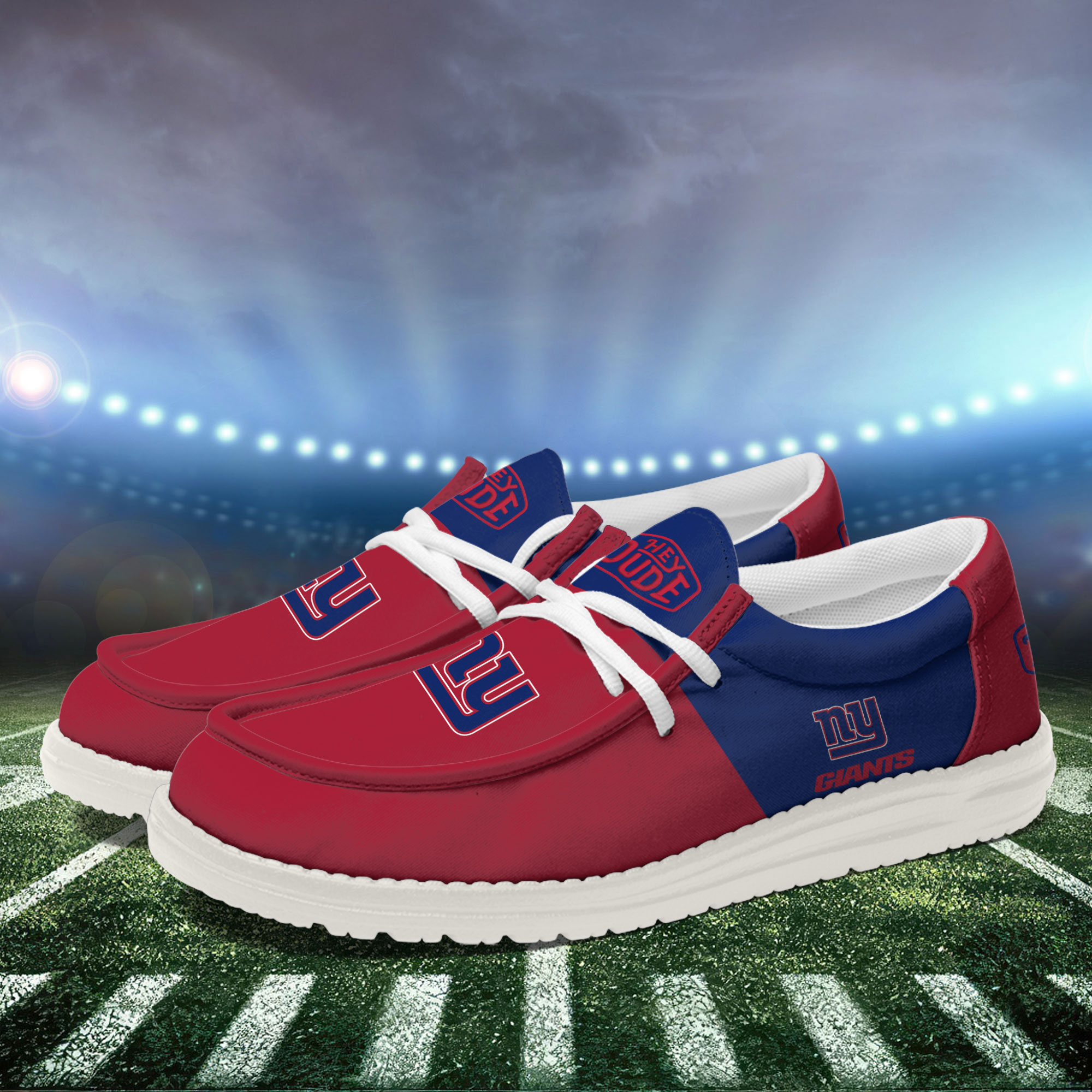 New York Giants Football Hey Dude Canvas Loafer Shoes For Men And Women - Image 3