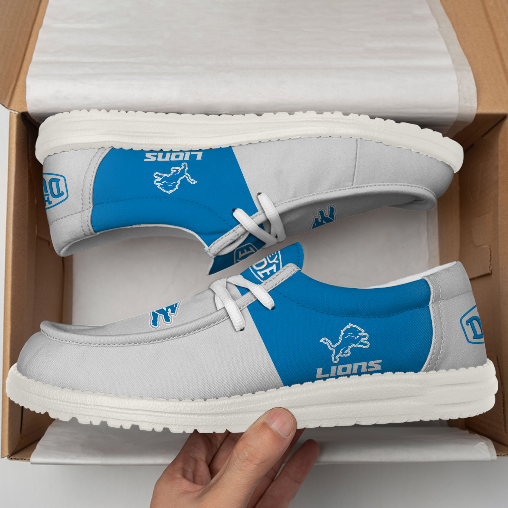Detroit Lions Football Hey Dude Canvas Loafer Shoes For Men And Women - Image 2