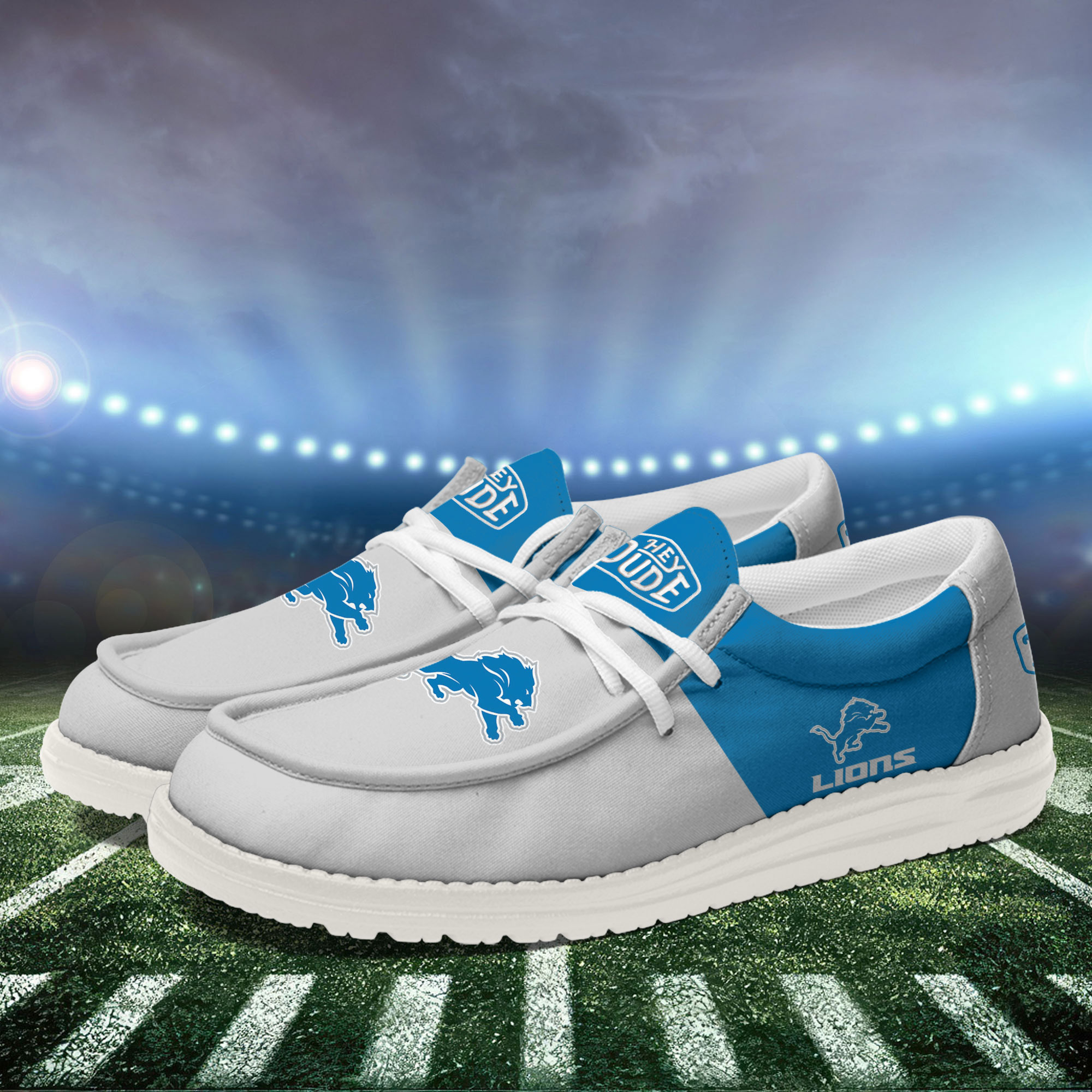 Detroit Lions Football Hey Dude Canvas Loafer Shoes For Men And Women - Image 3