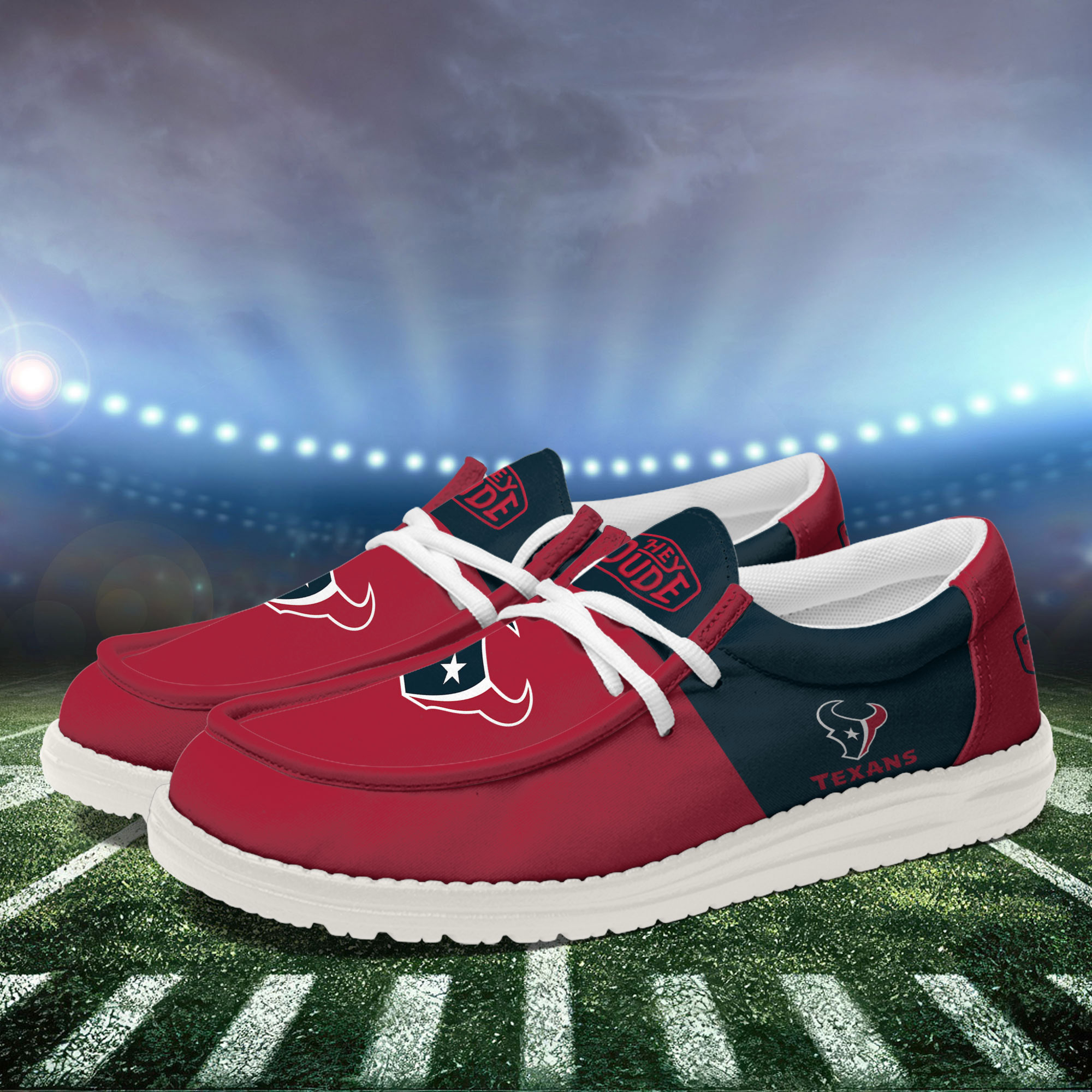 Houston Texans Football Hey Dude Canvas Loafer Shoes For Men And Women - Image 3