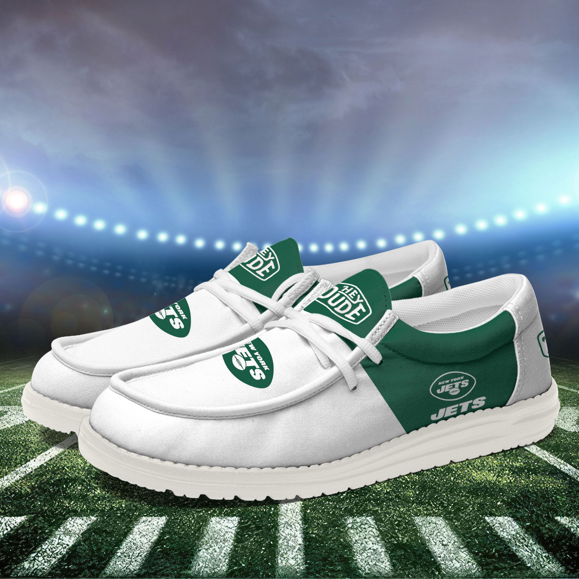 New York Jets Football Hey Dude Canvas Loafer Shoes For Men And Women - Image 3