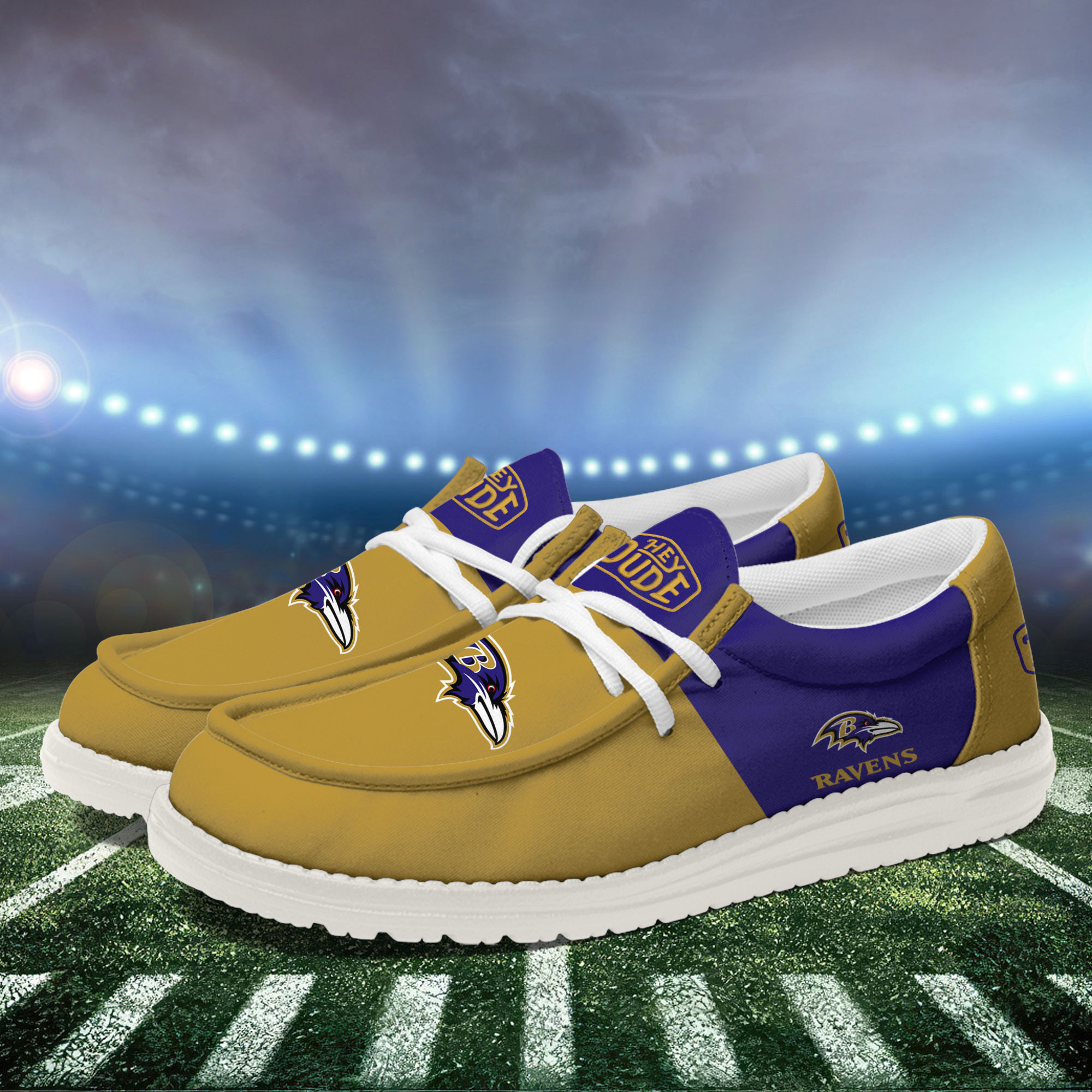 Baltimore Ravens Football Hey Dude Canvas Loafer Shoes For Men And Women - Image 3