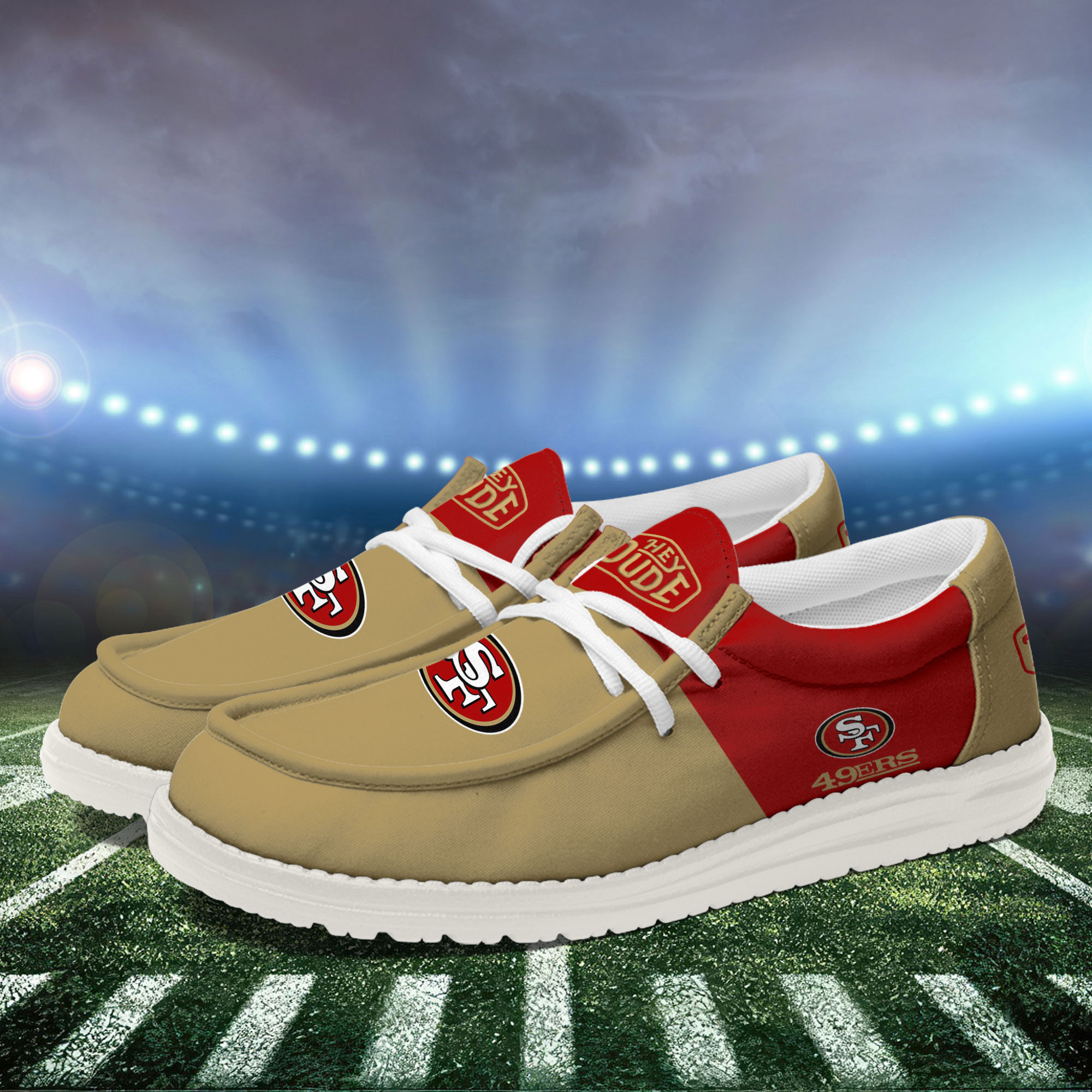 San Francisco 49ers Football Hey Dude Canvas Loafer Shoes For Men And Women - Image 3