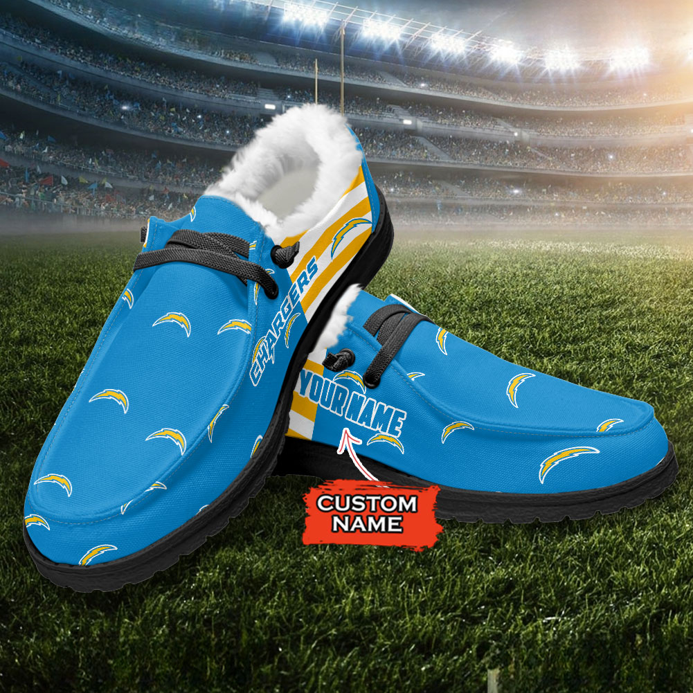 Los Angeles Chargers Hey Dude With Warm Fur Lining Shoes - Image 3