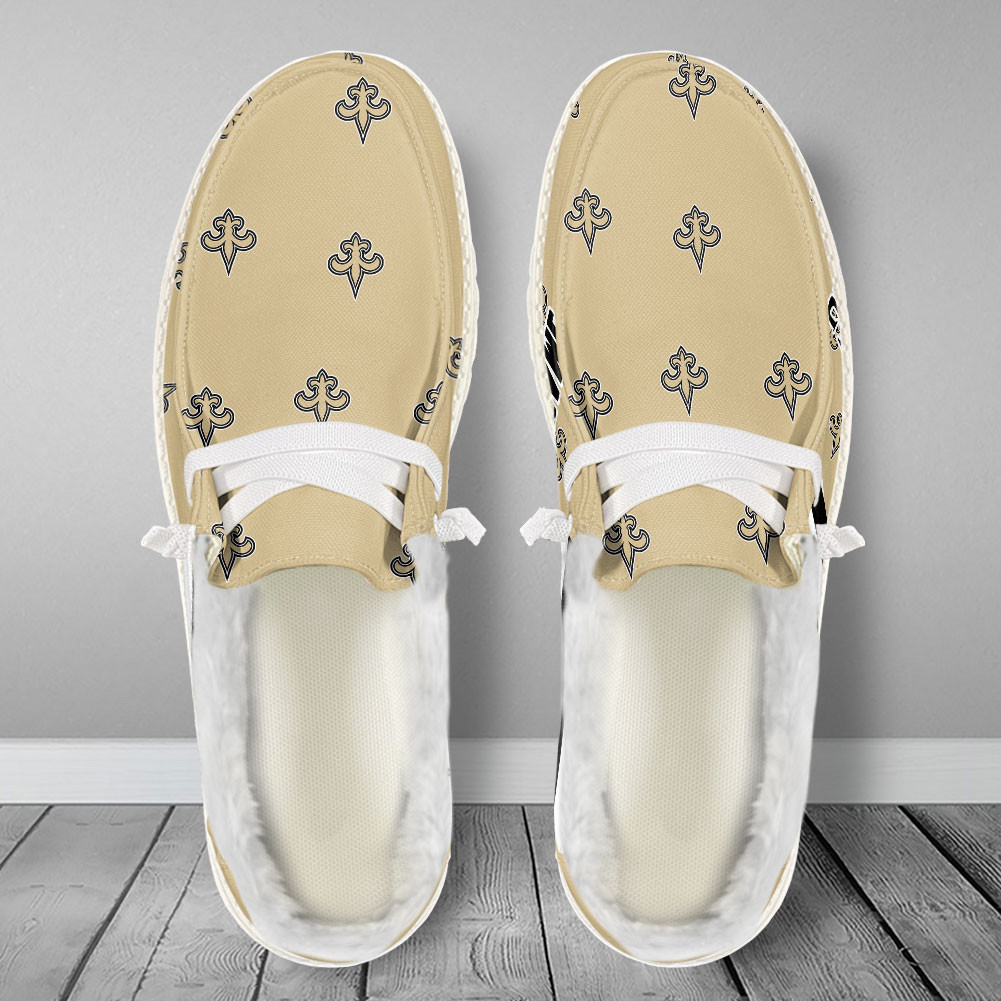 New Orleans Saints Hey Dude With Warm Fur Lining Shoes - Image 2