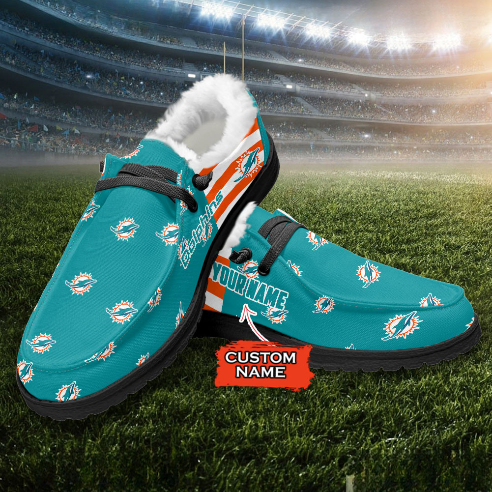 Miami Dolphins Hey Dude With Warm Fur Lining Shoes - Image 3