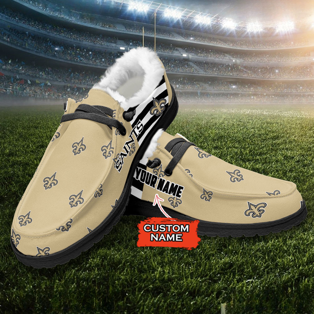 New Orleans Saints Hey Dude With Warm Fur Lining Shoes - Image 3