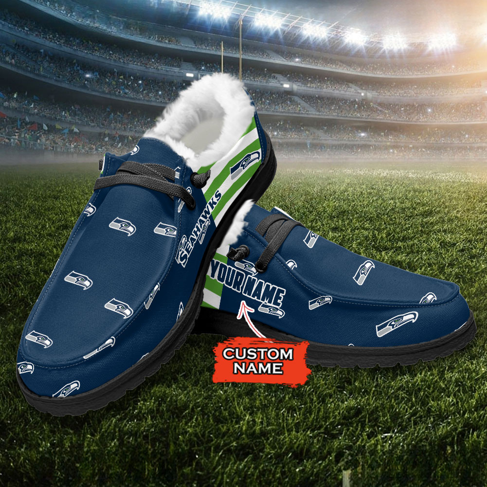 Seattle seahawks Hey Dude With Warm Fur Lining Shoes - Image 3