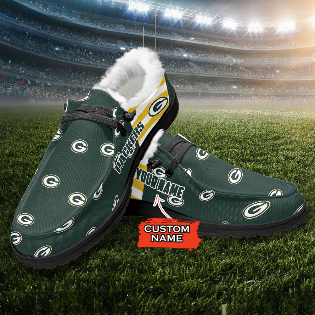 Green Bay Packers Hey Dude With Warm Fur Lining Shoes - Image 3