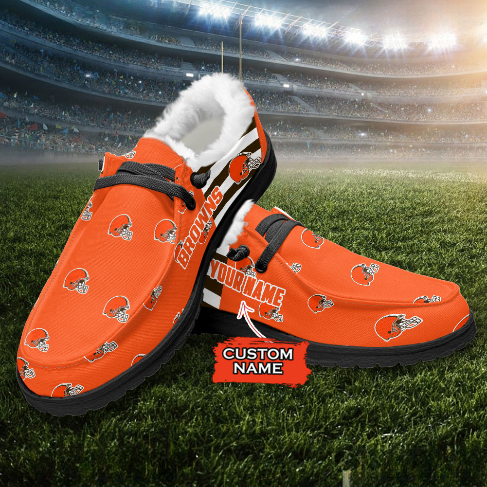 Cleveland Browns Hey Dude With Warm Fur Lining Shoes - Image 3
