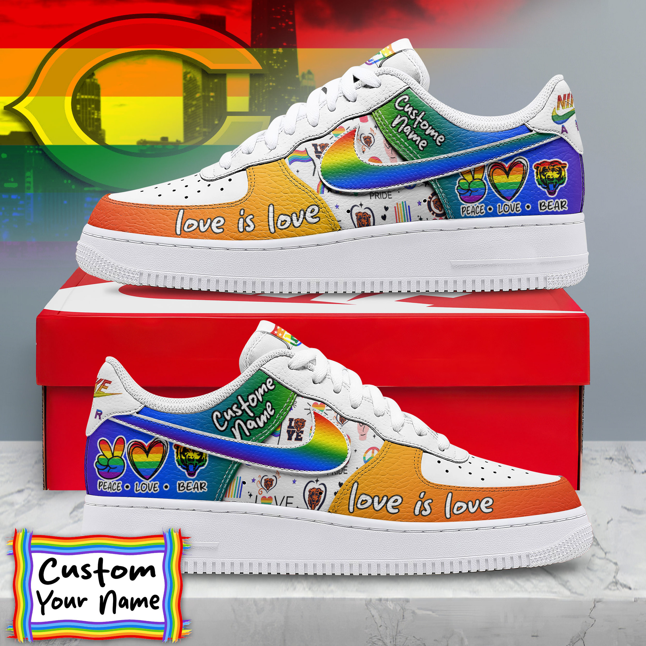 Chicago Bears Premium Pride Af1 Limited Edition - Image 2