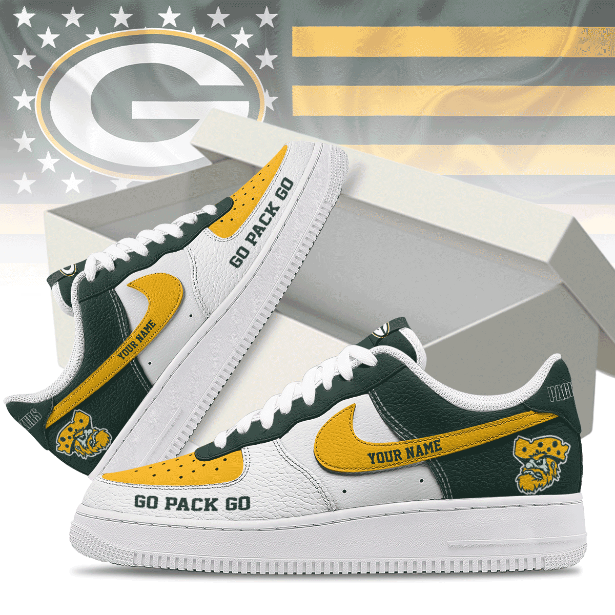 Green Bay Packers Premium Af1 Shoes Limited Edition Ny - Image 2