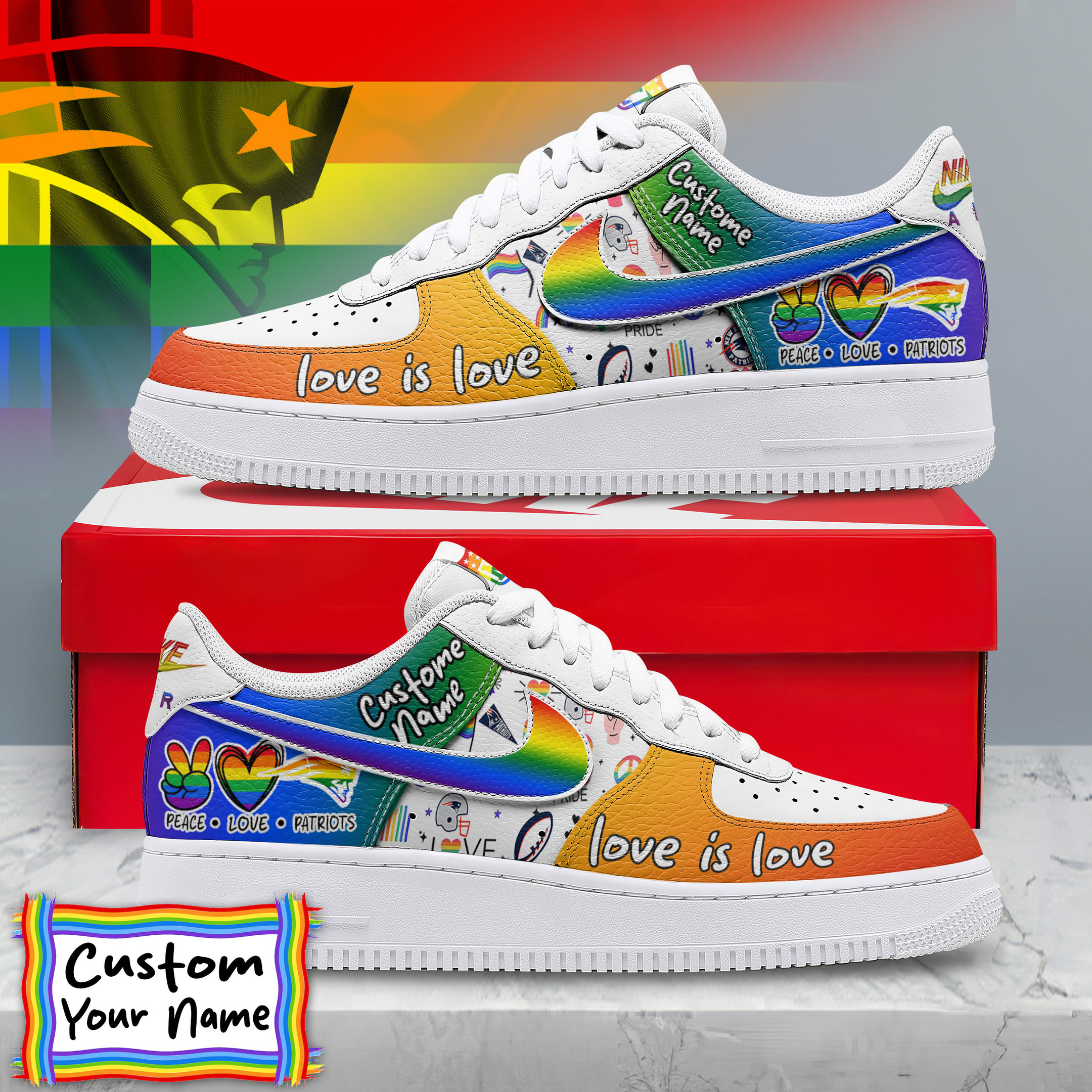 New England Patriots Premium Pride Af1 Limited Edition - Image 2